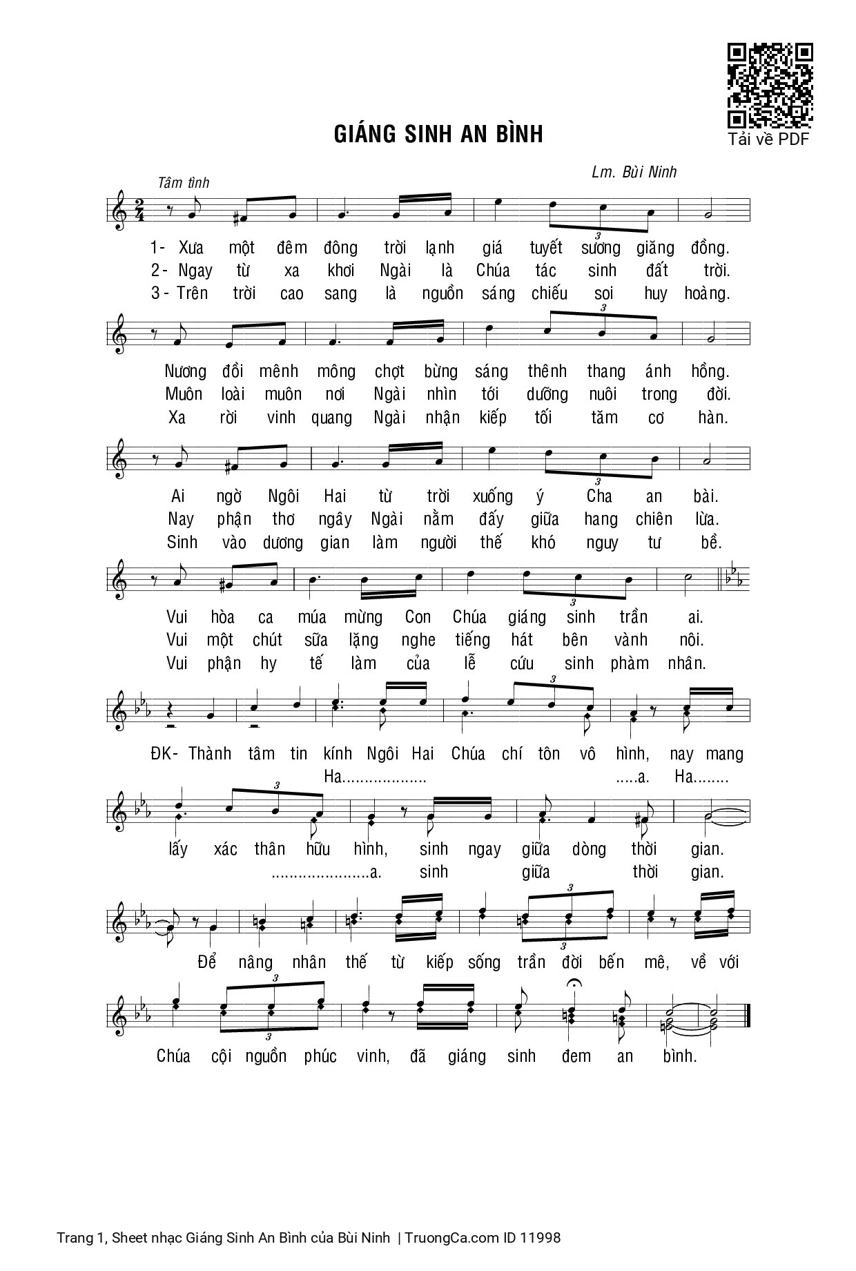 Sheet PDF of Giáng Sinh An Bình