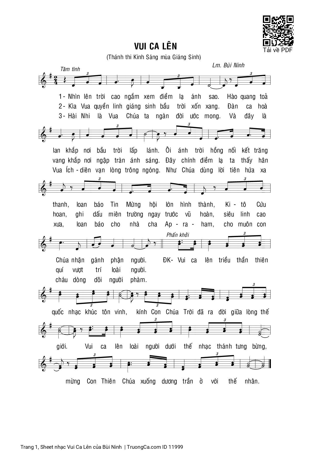 Page 1 of Sheet music PDF Vui Ca Lên - Bùi Ninh