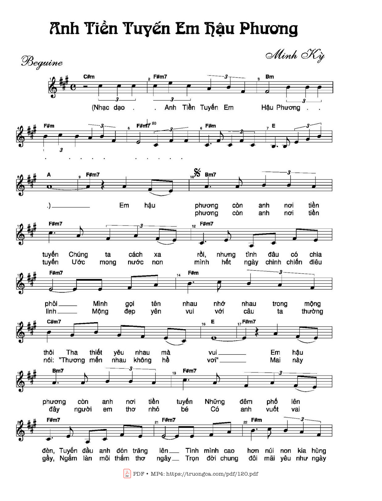 Page 2 of Sheet music PDF Anh tiền tuyến em hậu phương - Minh Kỳ