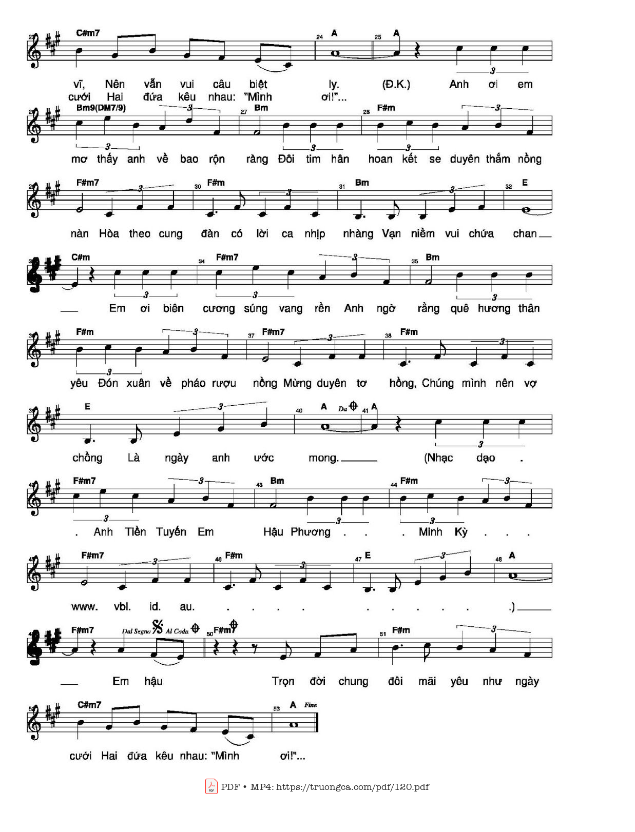 Page 3 of Sheet music PDF Anh tiền tuyến em hậu phương - Minh Kỳ
