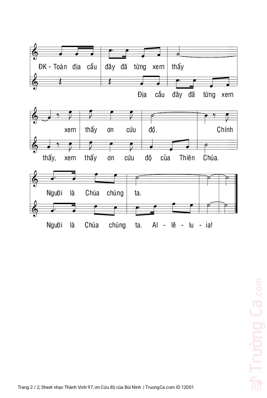 Page 2 of Sheet music PDF Thánh Vịnh 97, ơn Cứu độ - Bùi Ninh