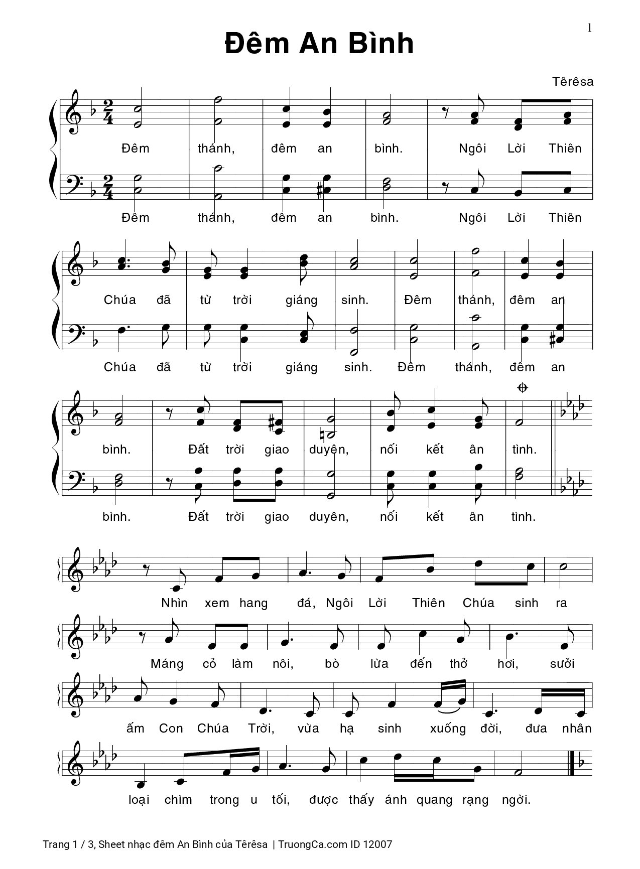 Sheet PDF of đêm An Bình - Têrêsa