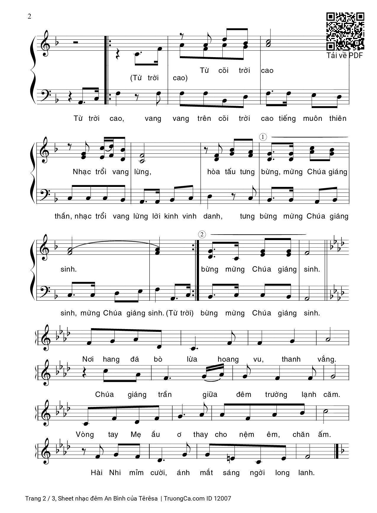 Page 2 of Sheet music PDF đêm An Bình - Têrêsa