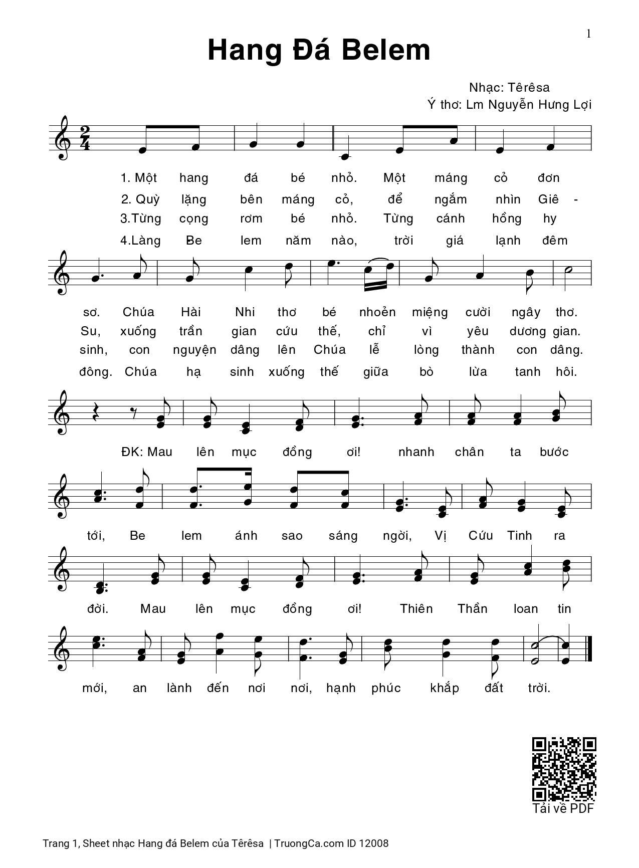 Sheet PDF of Hang đá Belem