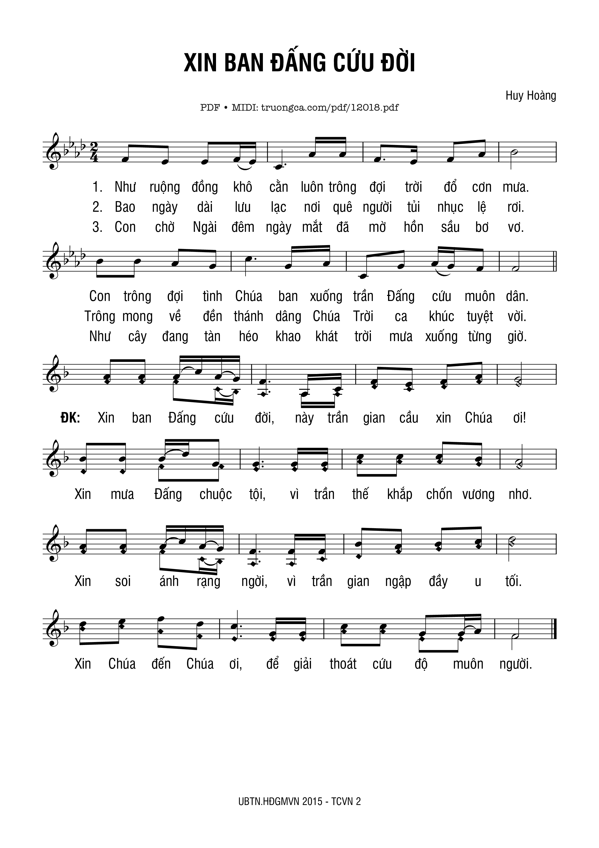 Sheet PDF of Xin Ban đấng Cứu đời