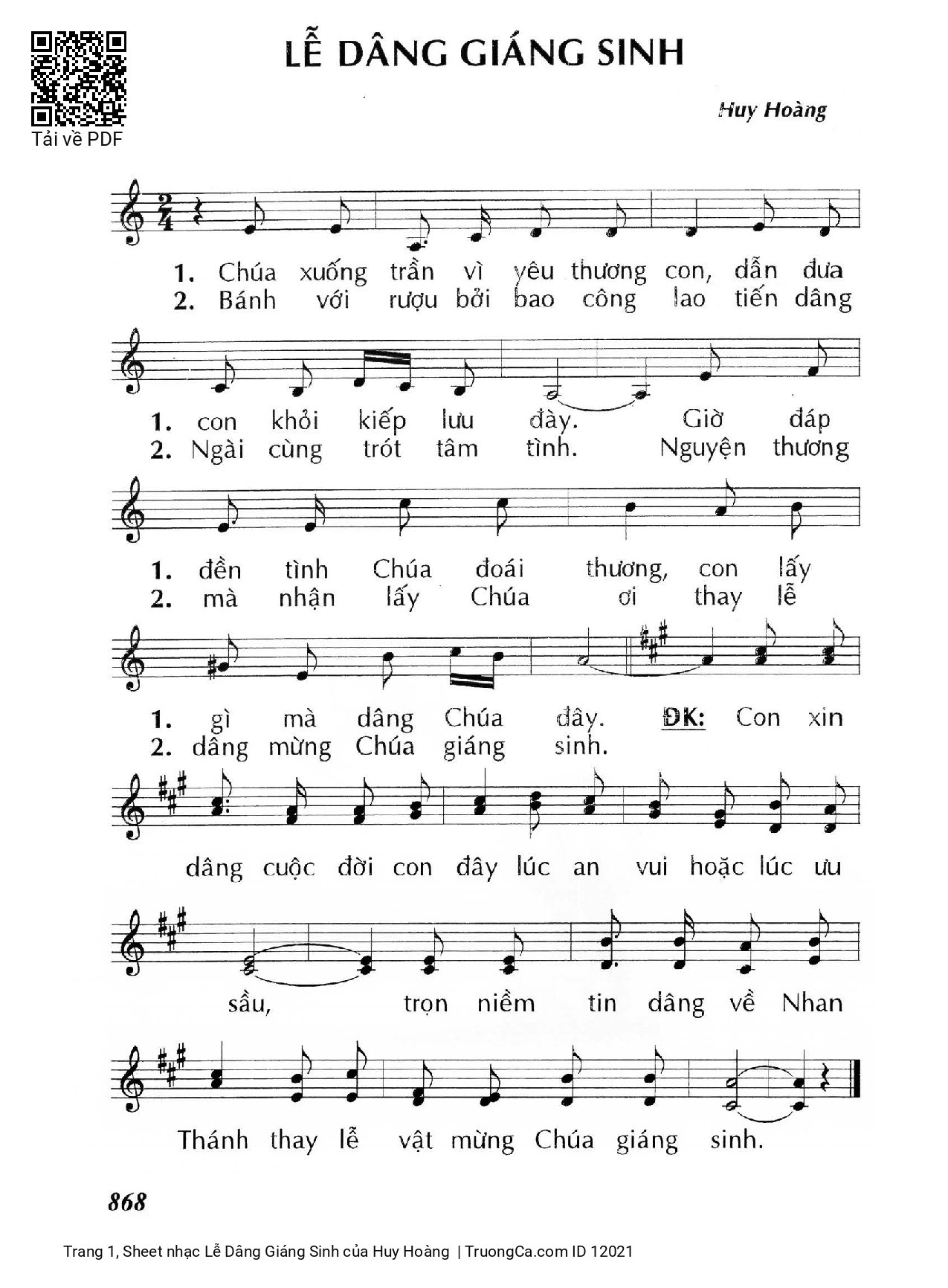 Sheet PDF of Lễ Dâng Giáng Sinh