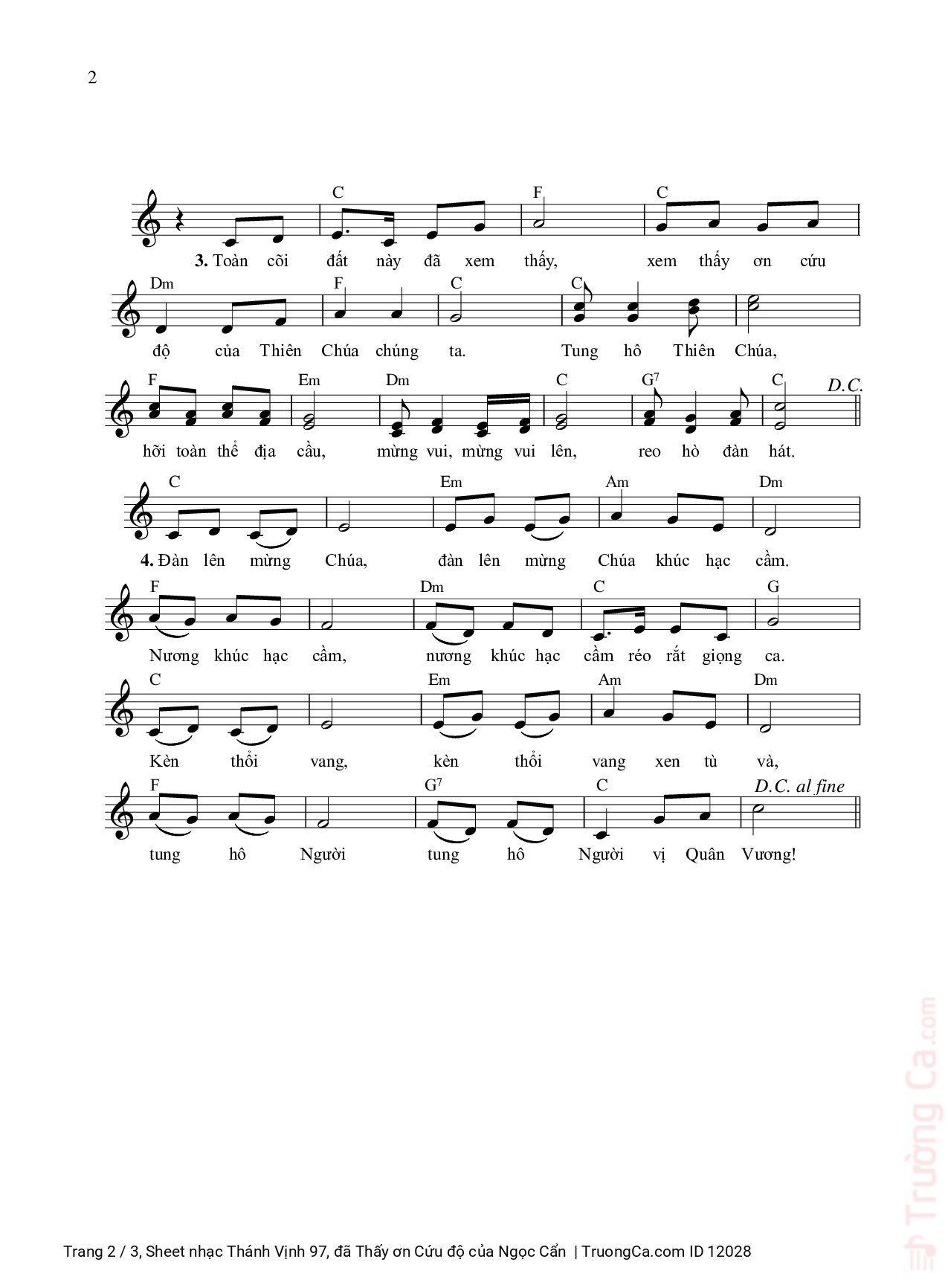 Page 2 of Sheet music PDF Thánh Vịnh 97, đã Thấy ơn Cứu độ - Ngọc Cẩn