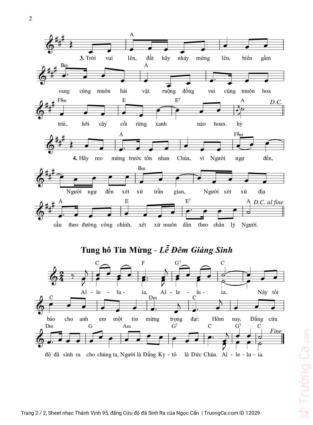 Page 2 of Sheet music PDF Thánh Vịnh 95, đấng Cứu độ đã Sinh Ra - Ngọc Cẩn