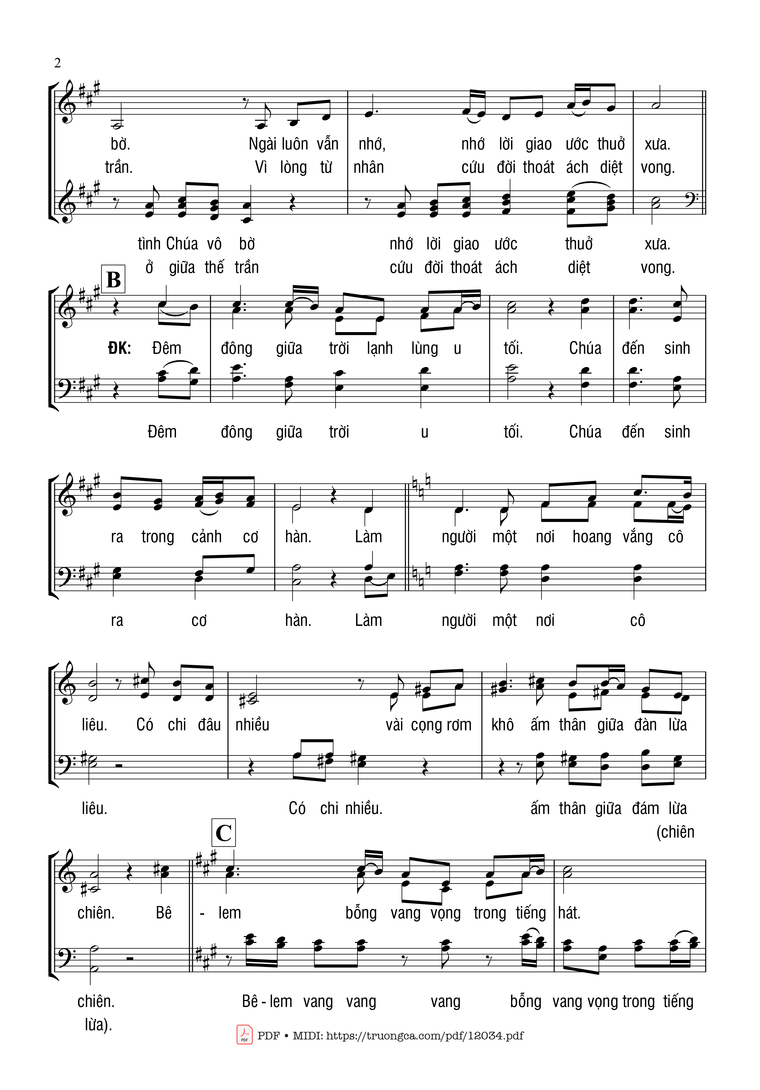 Page 2 of Sheet music PDF ánh Sáng Bêlem - Thái Nguyên