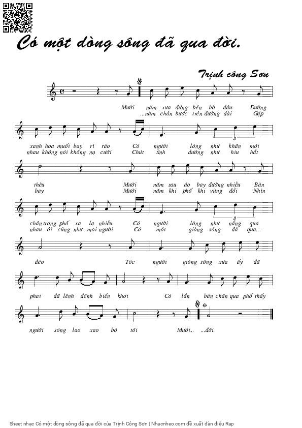 Sheet PDF of Có một dòng sông đã qua đời