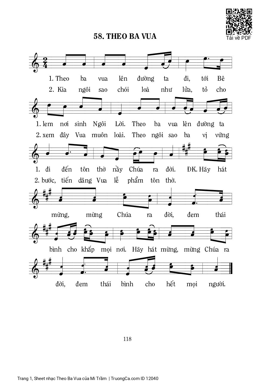 Sheet PDF of Theo Ba Vua - Mi Trầm