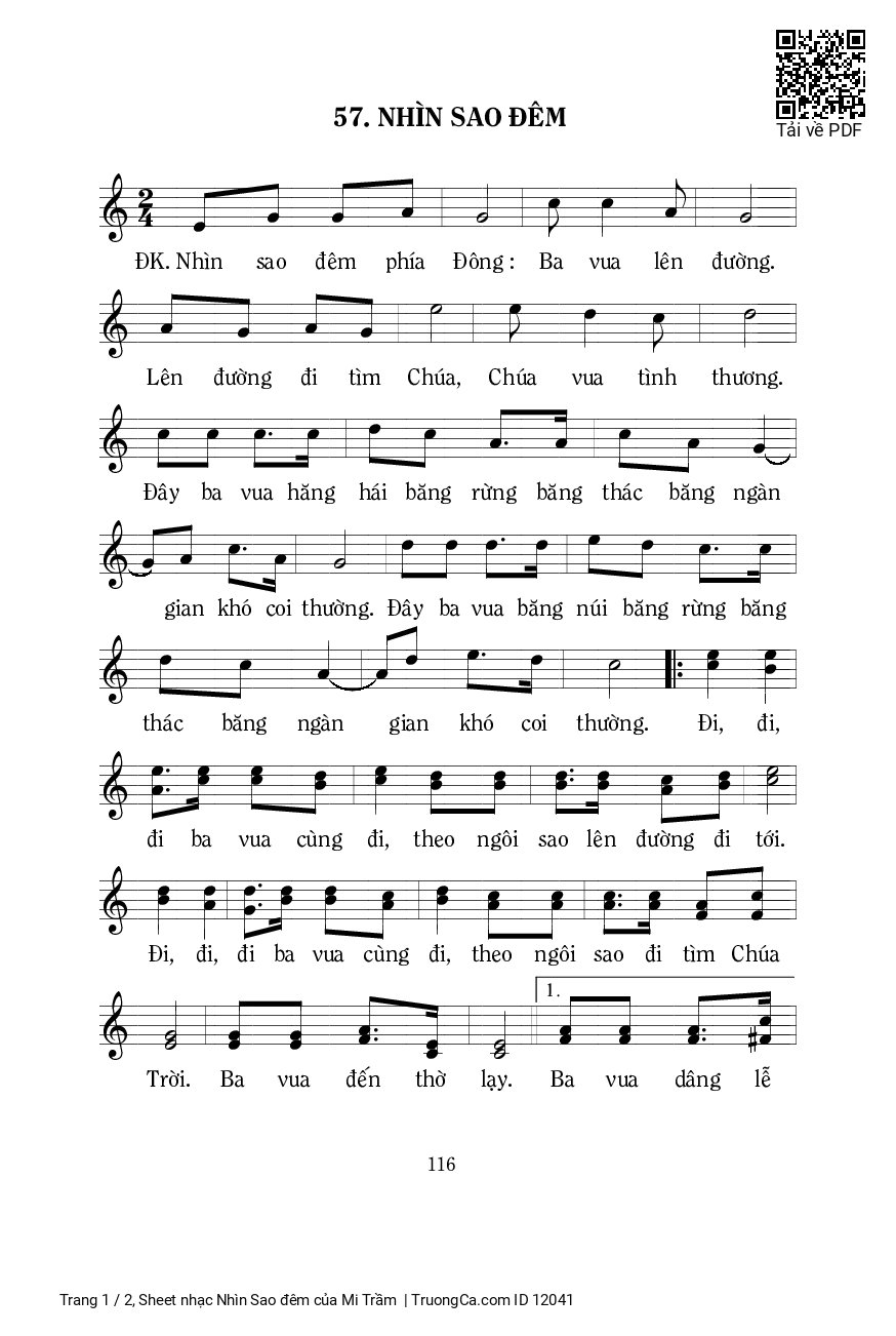 Sheet PDF of Nhìn Sao đêm