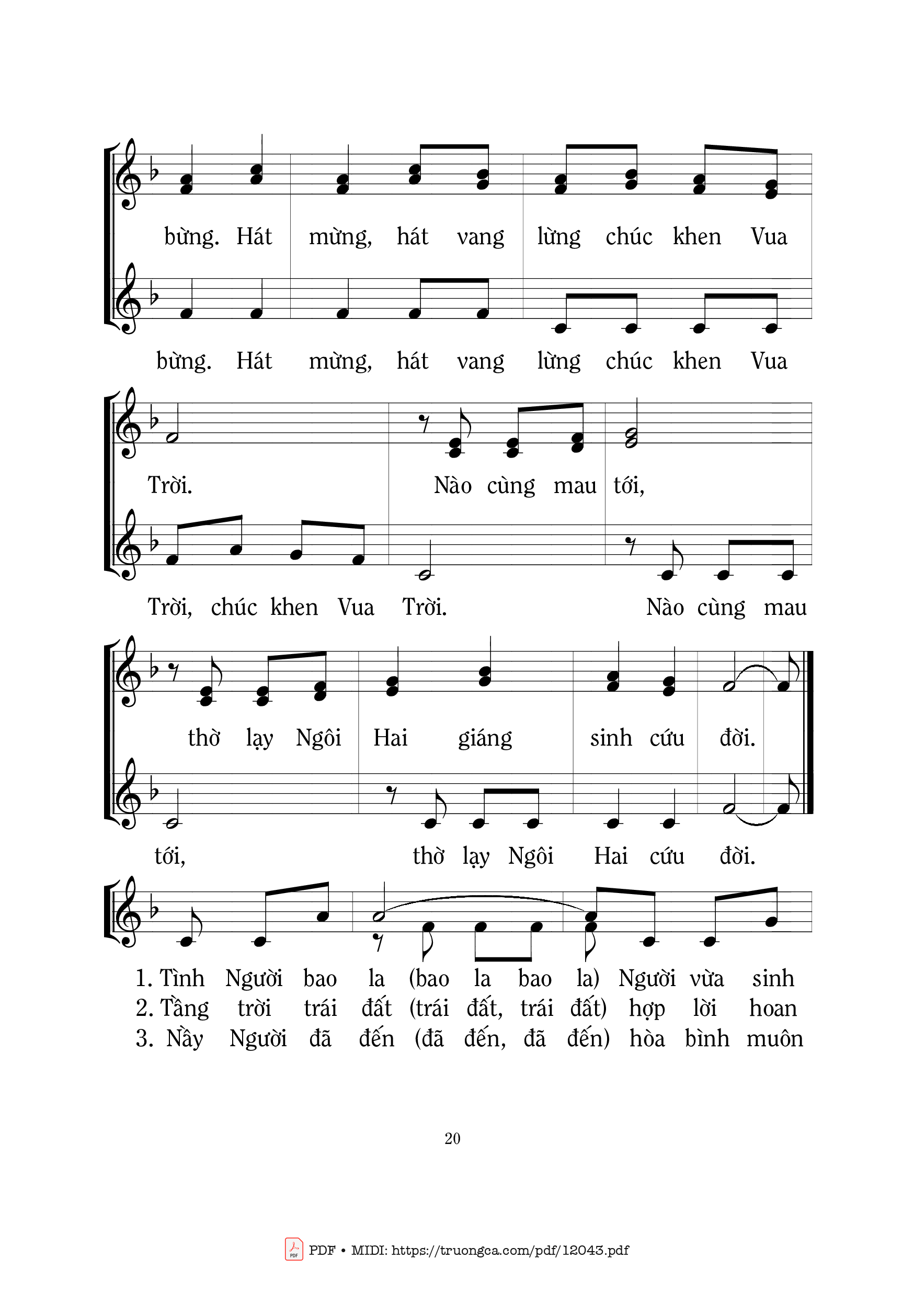 Page 2 of Sheet music PDF Chuông Mừng - Mi Trầm