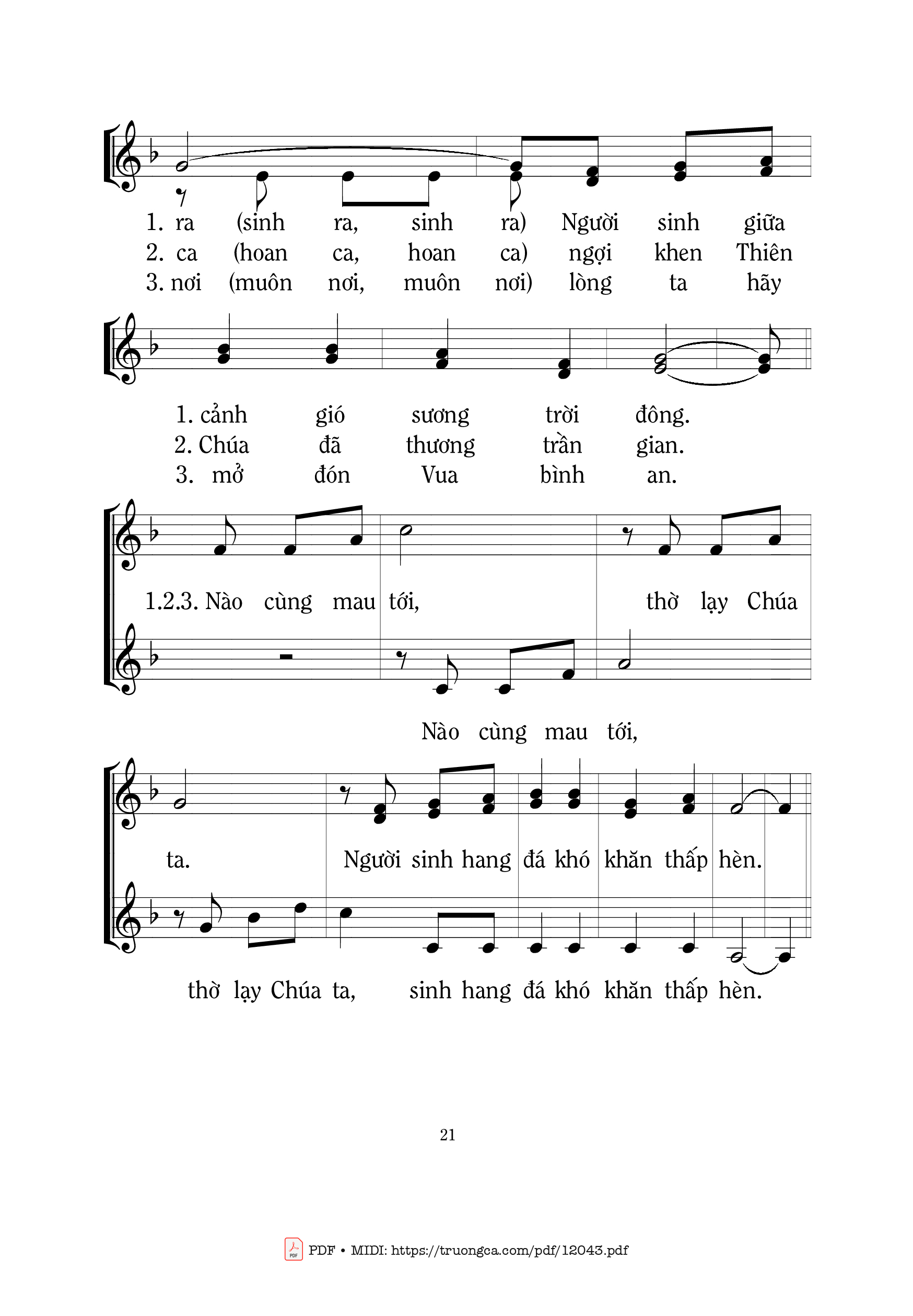 Page 3 of Sheet music PDF Chuông Mừng - Mi Trầm