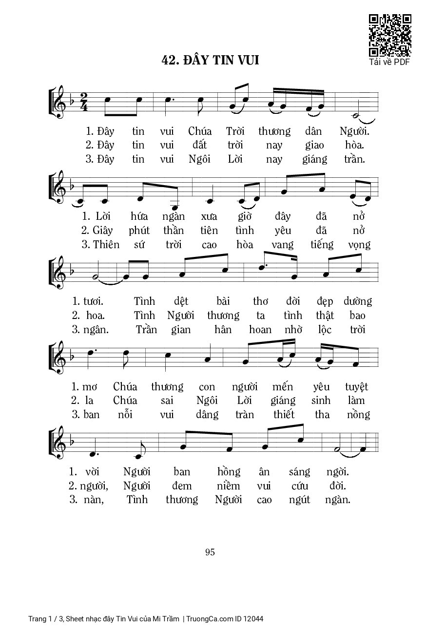 Sheet PDF of đây Tin Vui - Mi Trầm