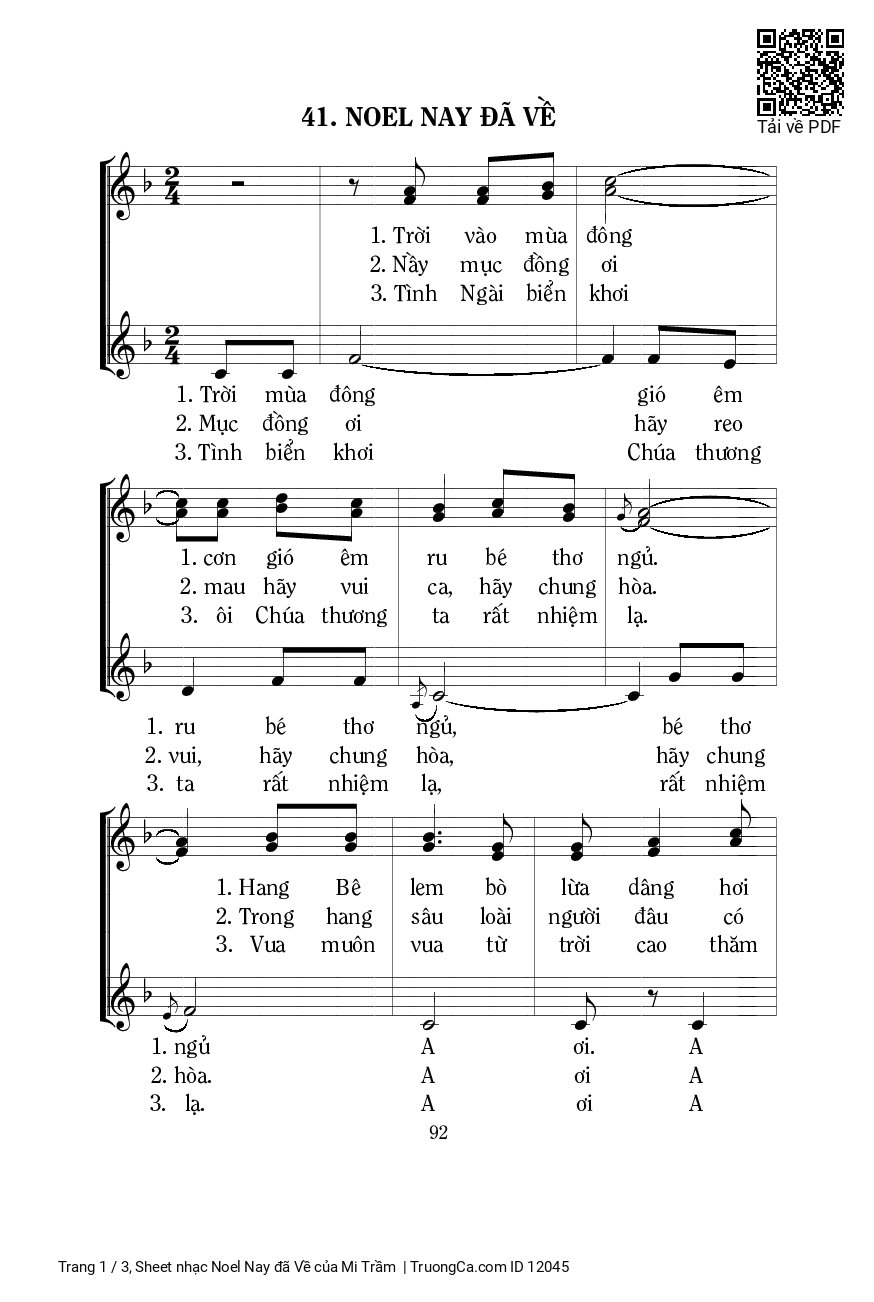Page 1 of Sheet music PDF Noel Nay đã Về - Mi Trầm