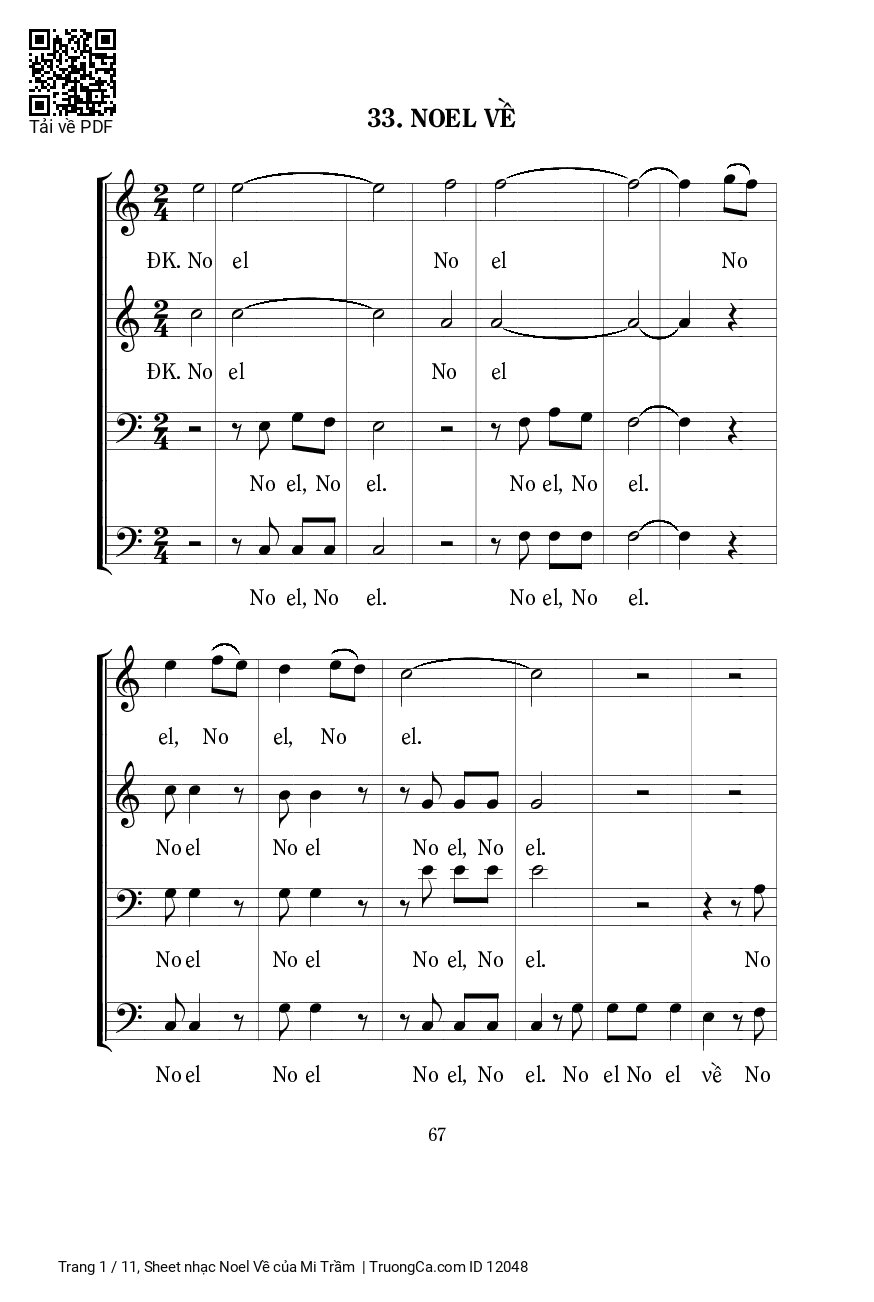 Sheet PDF of Noel Về - Mi Trầm