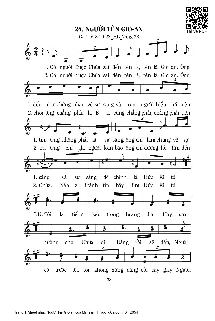 Sheet PDF of Người Tên Gio-an