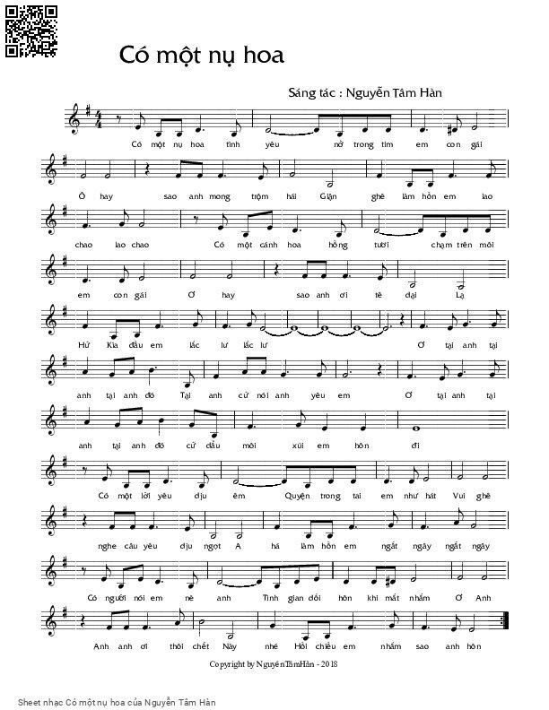 Page 1 of Sheet music PDF Có một nụ hoa - Nguyễn Tâm Hàn