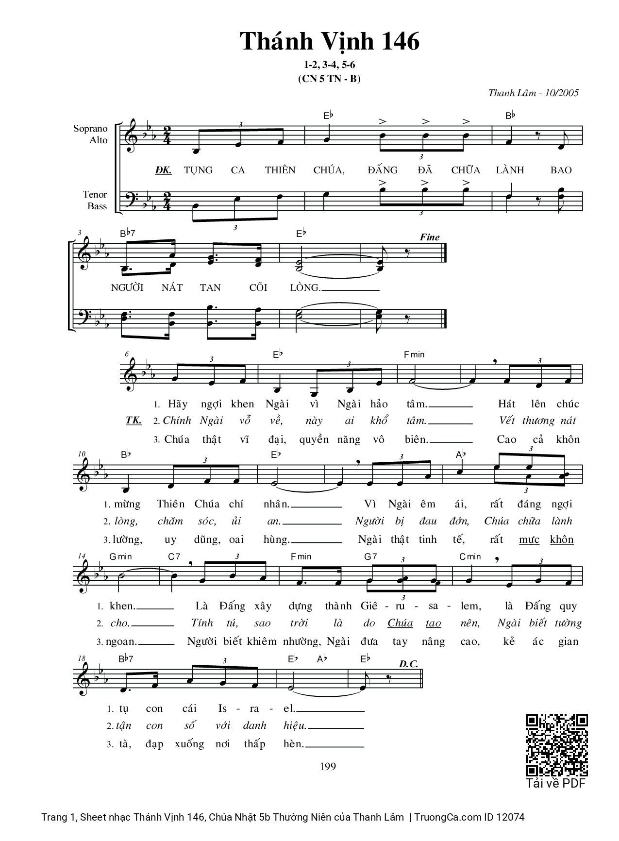 Sheet PDF of Thánh Vịnh 146, Chúa Nhật 5b Thường Niên