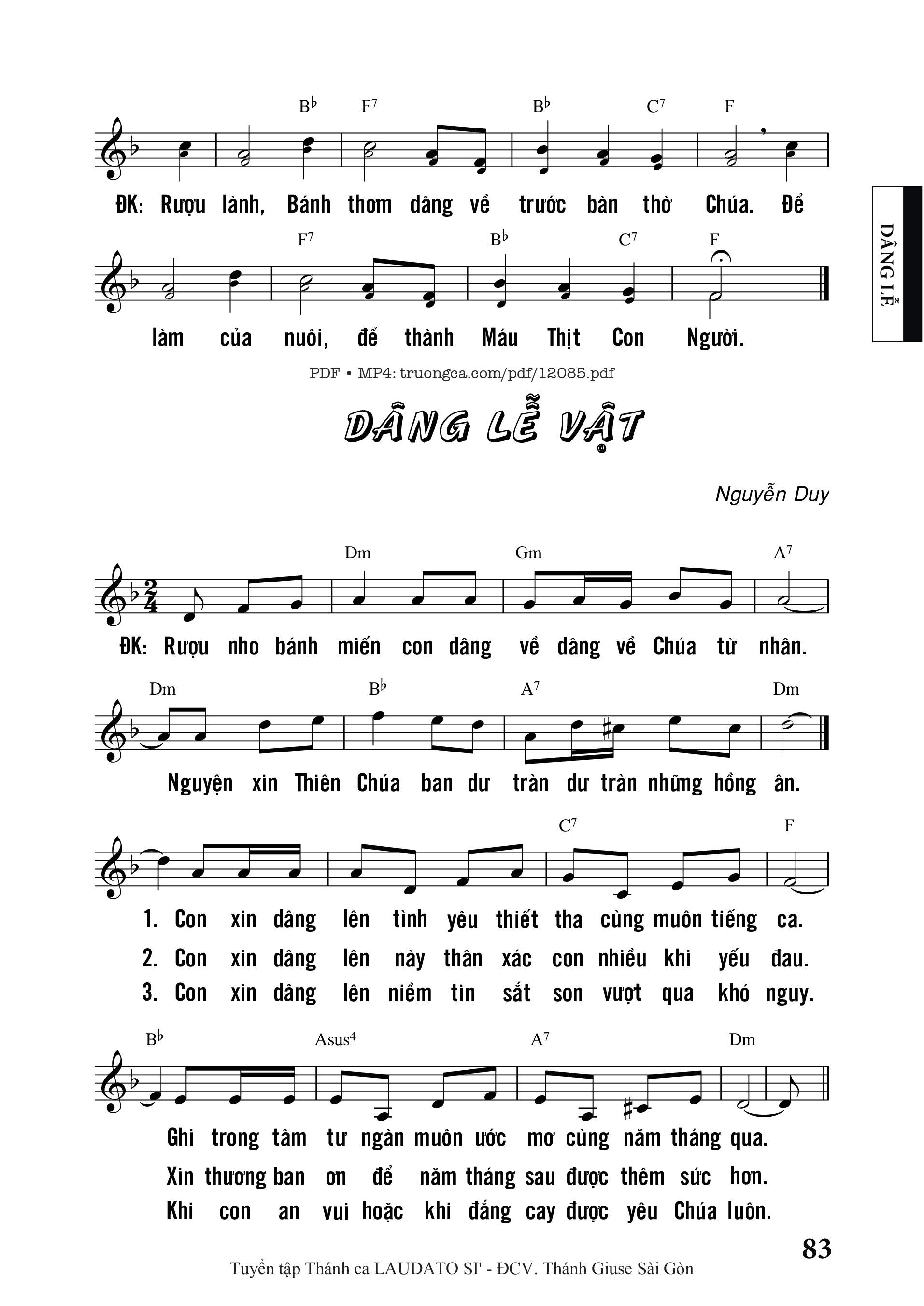 Page 1 of Sheet music PDF Dâng Lễ Vật - Nguyễn Duy
