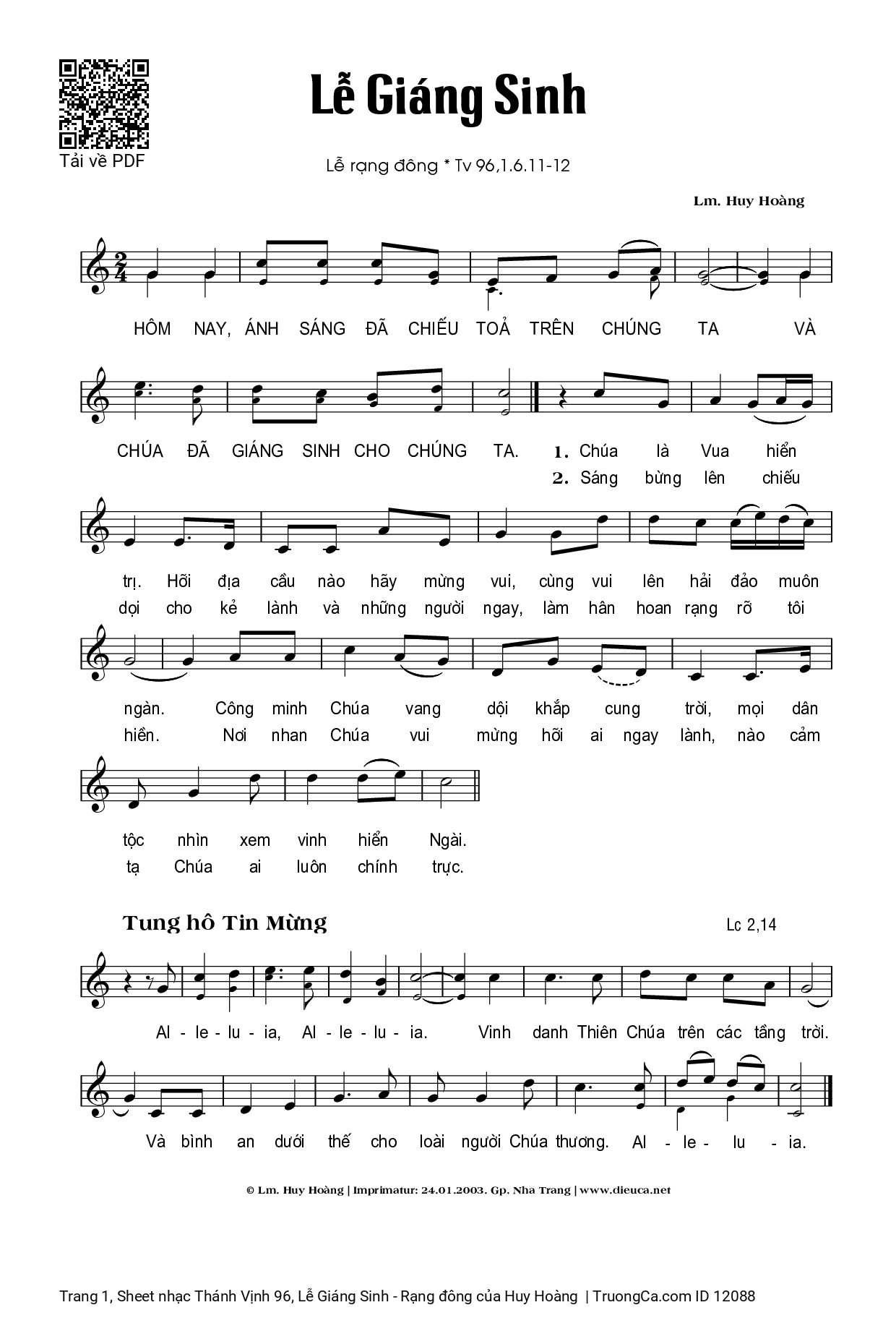 Sheet PDF of Thánh Vịnh 96, Lễ Giáng Sinh - Rạng đông