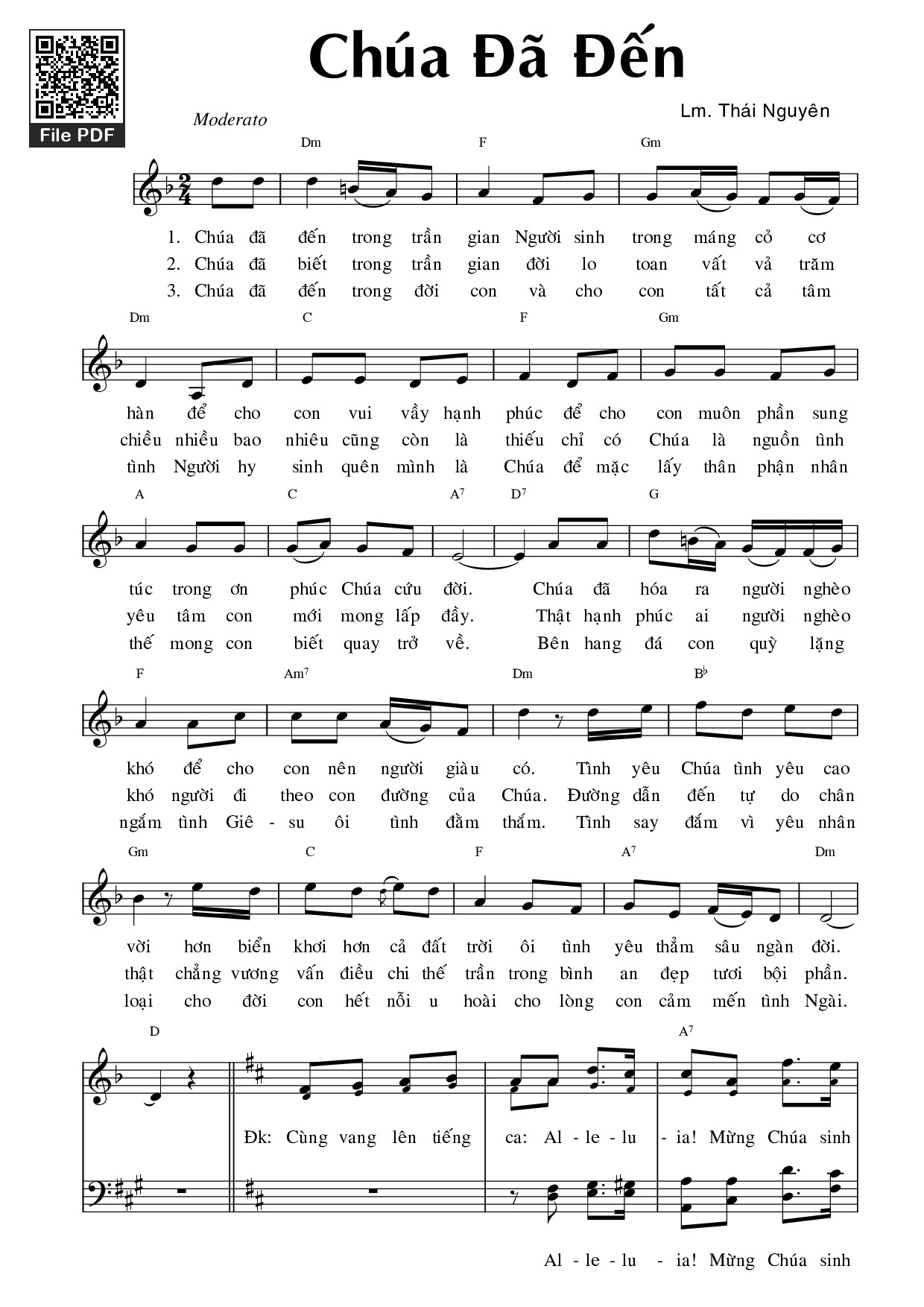 Page 1 of Sheet music PDF Chúa đã đến - Thái Nguyên