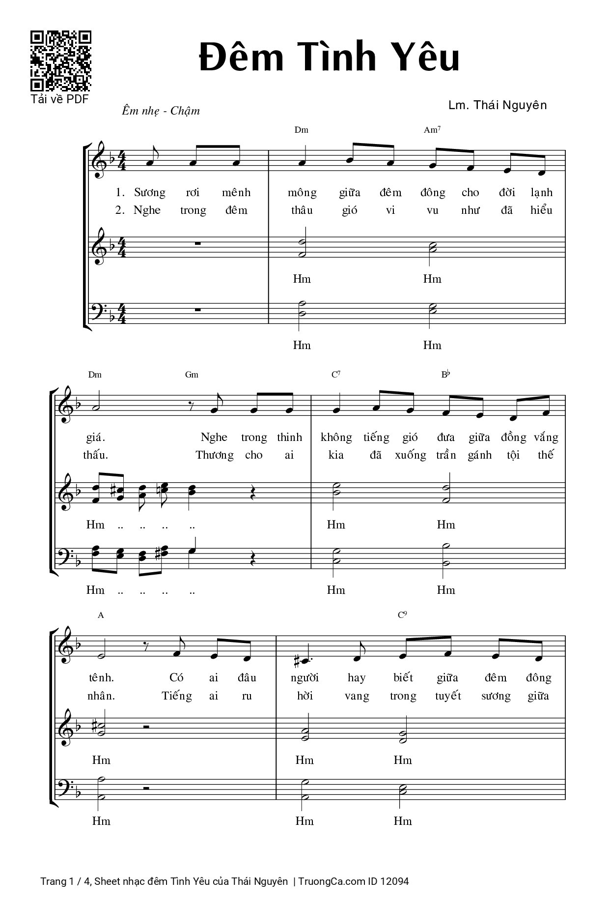 Page 1 of Sheet music PDF đêm Tình Yêu - Thái Nguyên