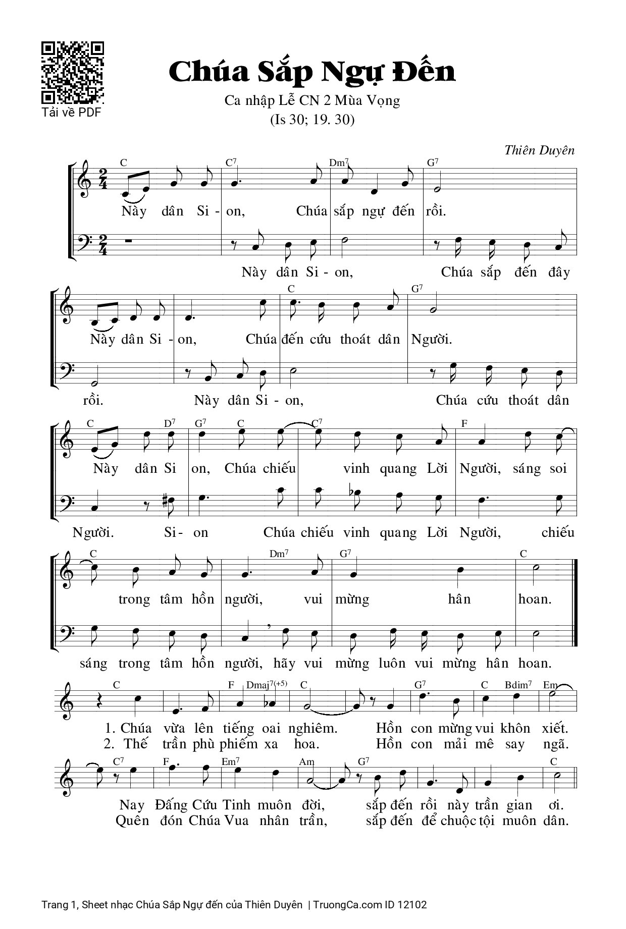 Sheet PDF of Chúa Sắp Ngự đến