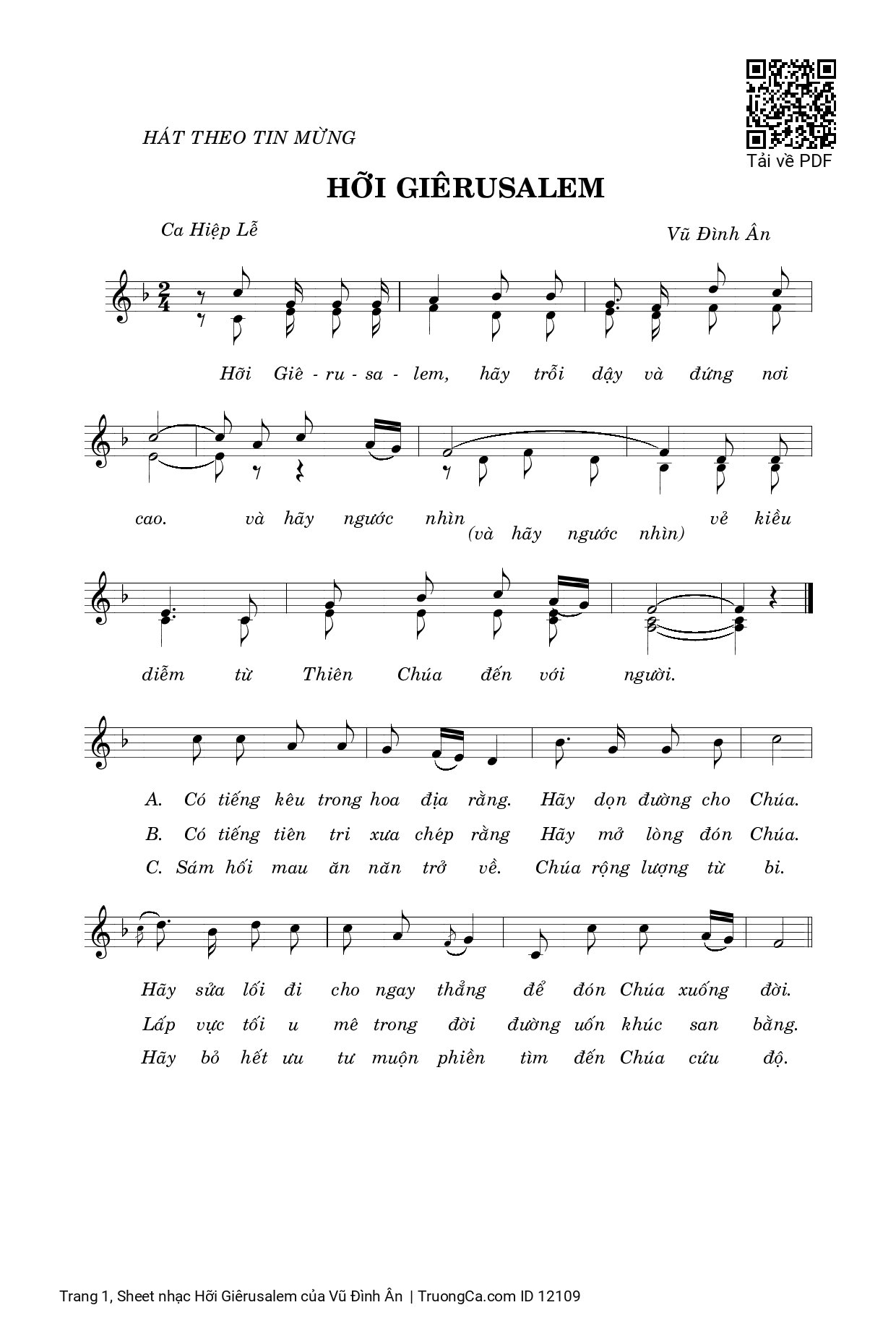 Sheet PDF of Hỡi Giêrusalem