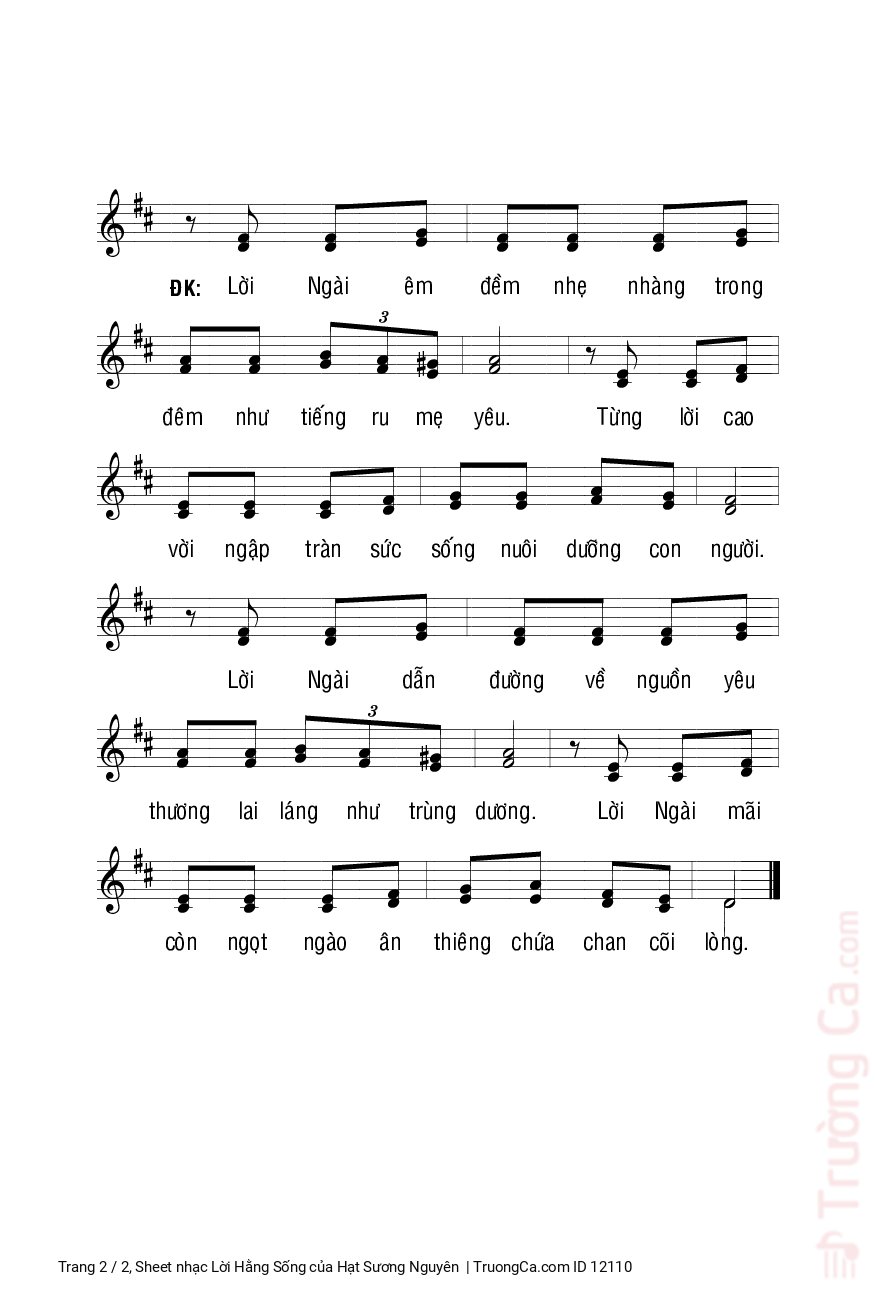 Page 2 of Sheet music PDF Lời Hằng Sống - Hạt Sương Nguyên