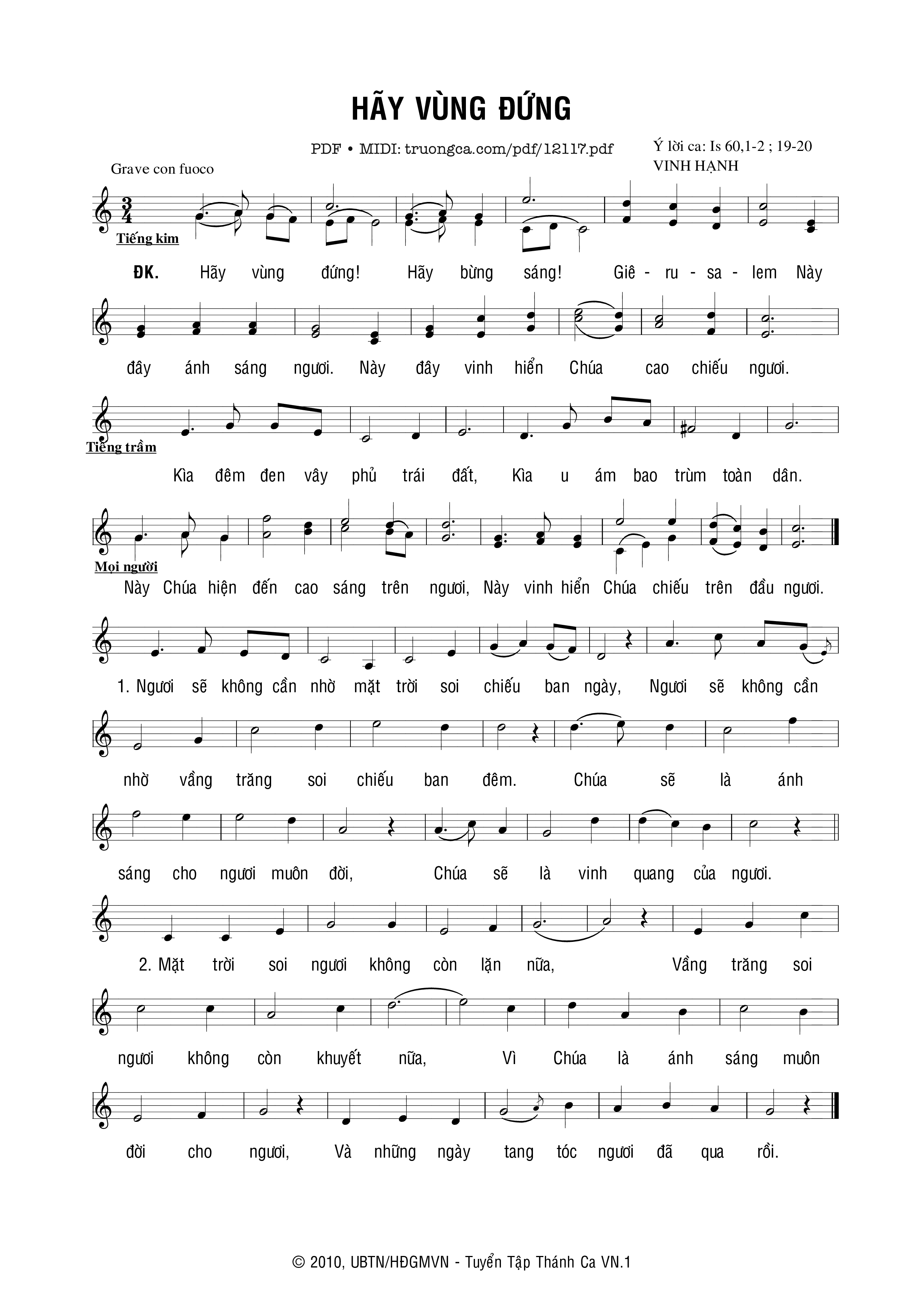 Sheet PDF of Hãy Vùng đứng