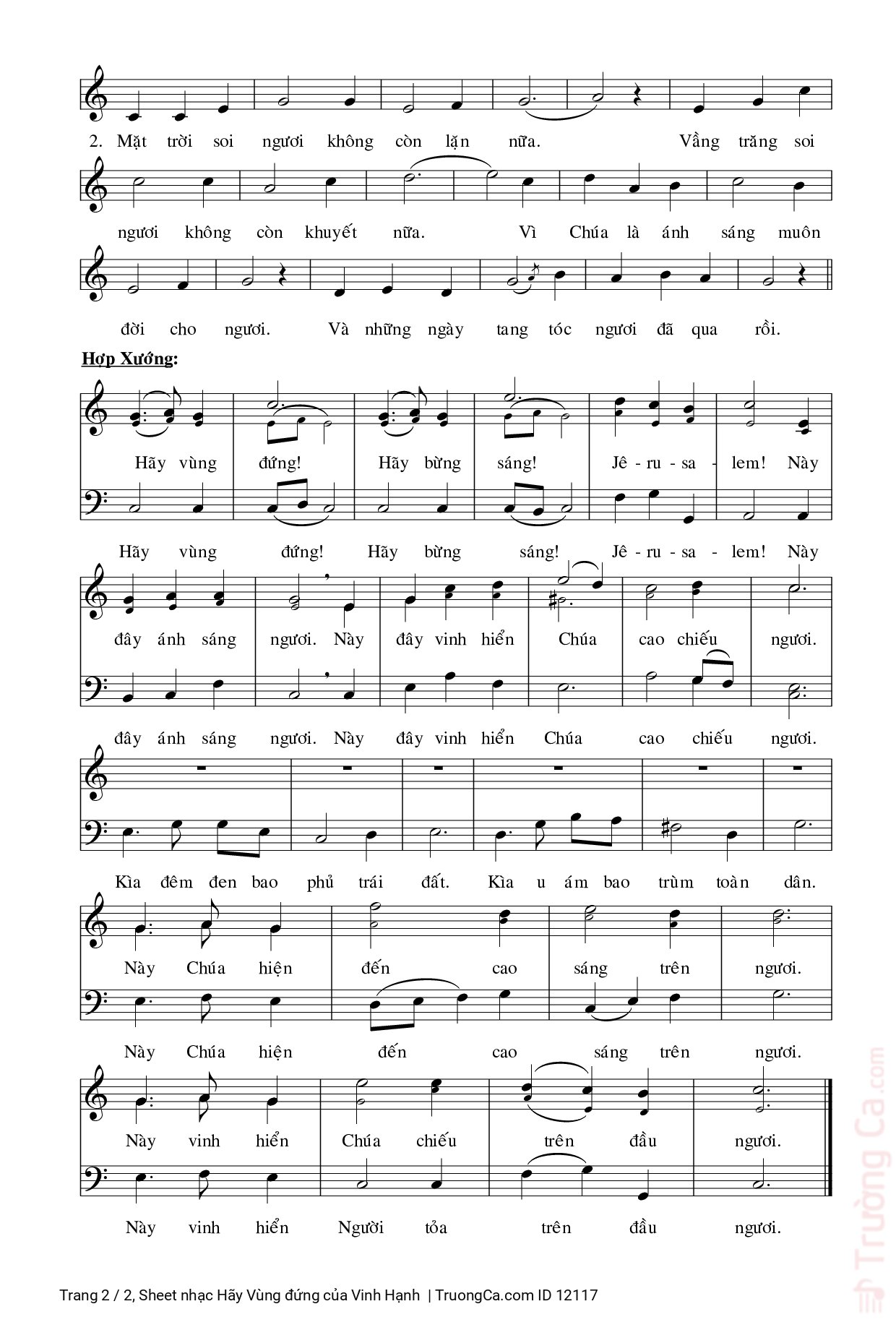Page 2 of Sheet music PDF Hãy Vùng đứng - Vinh Hạnh