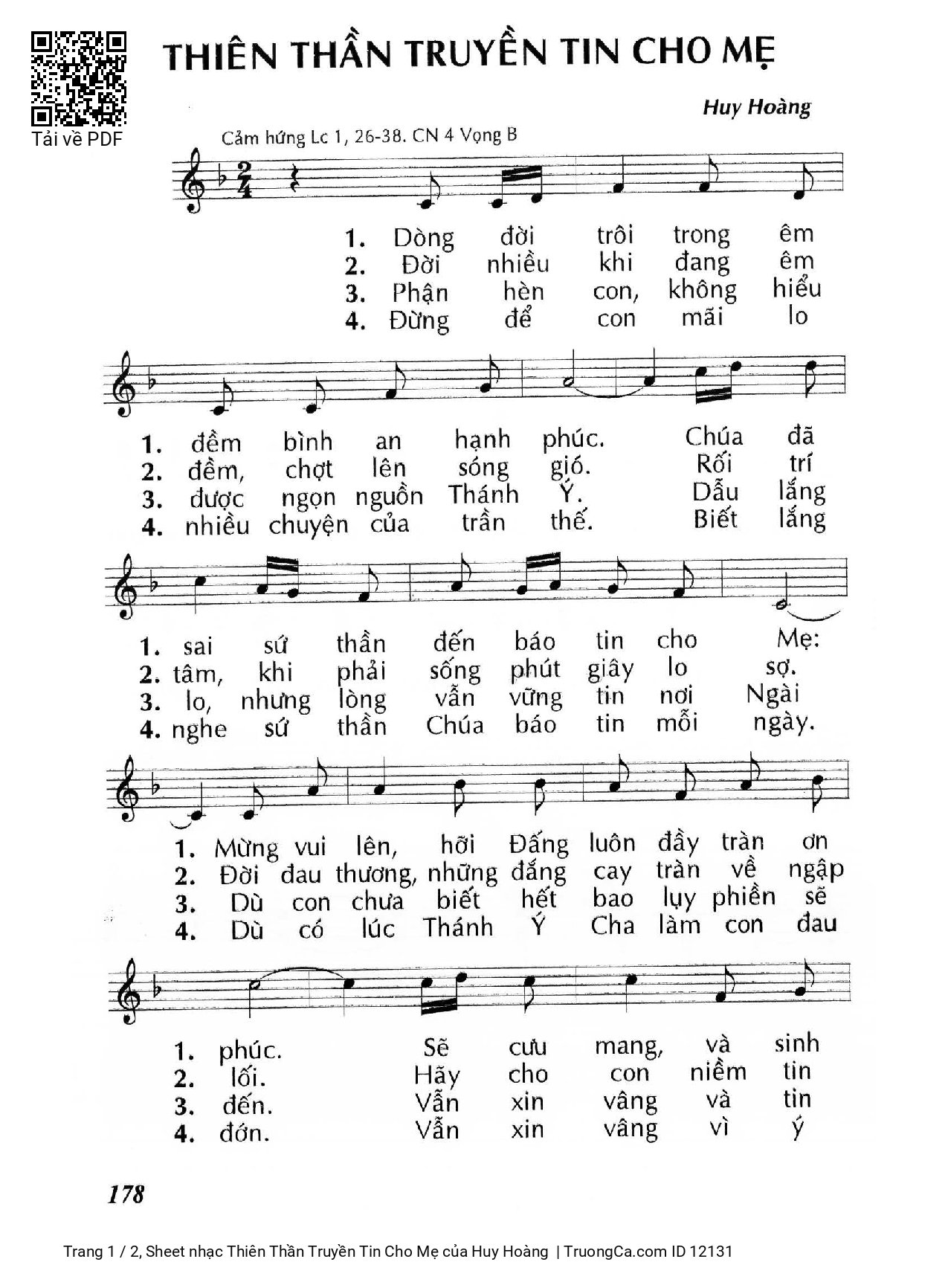 Sheet PDF of Thiên Thần Truyền Tin Cho Mẹ