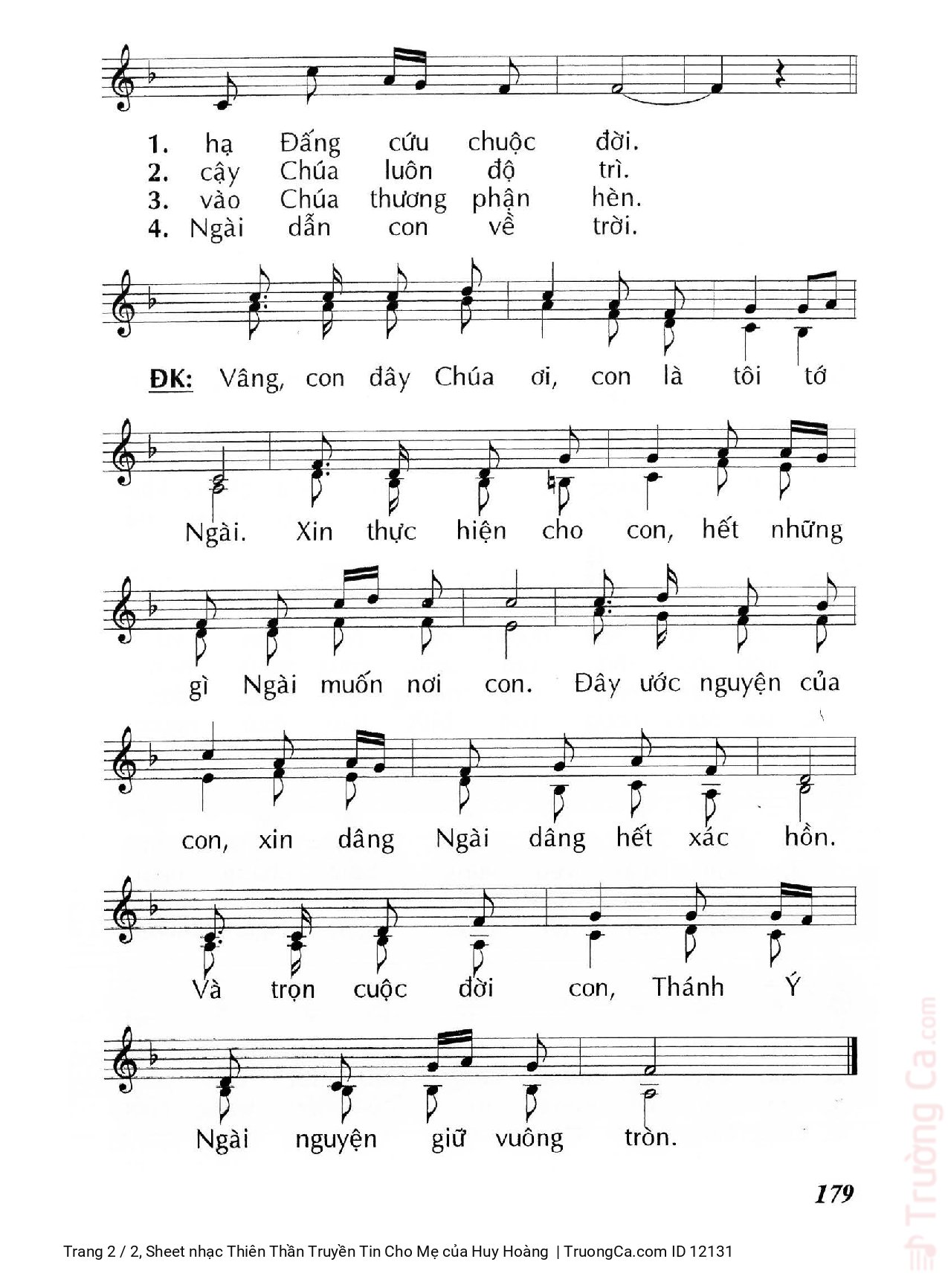 Page 2 of Sheet music PDF Thiên Thần Truyền Tin Cho Mẹ - Huy Hoàng