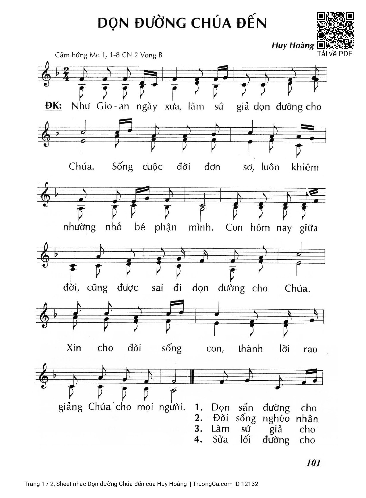 Sheet PDF of Dọn đường Chúa đến
