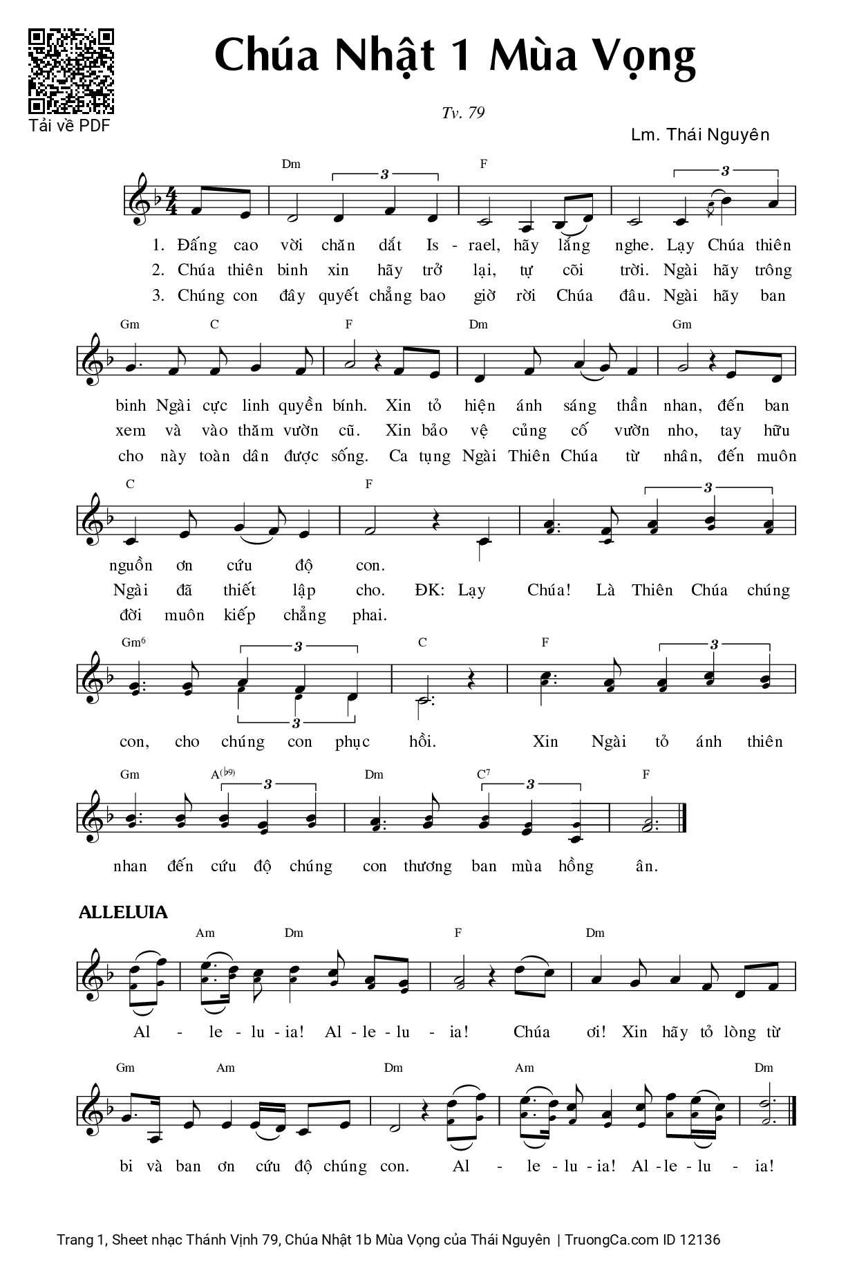 Sheet PDF of Thánh Vịnh 79, Chúa Nhật 1b Mùa Vọng