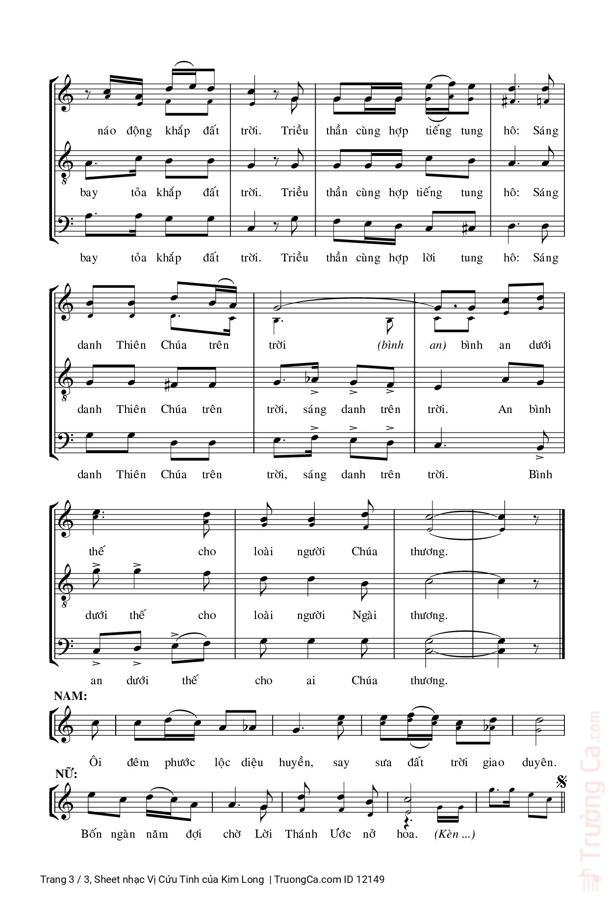 Page 3 of Sheet music PDF Vị Cứu Tinh - Kim Long