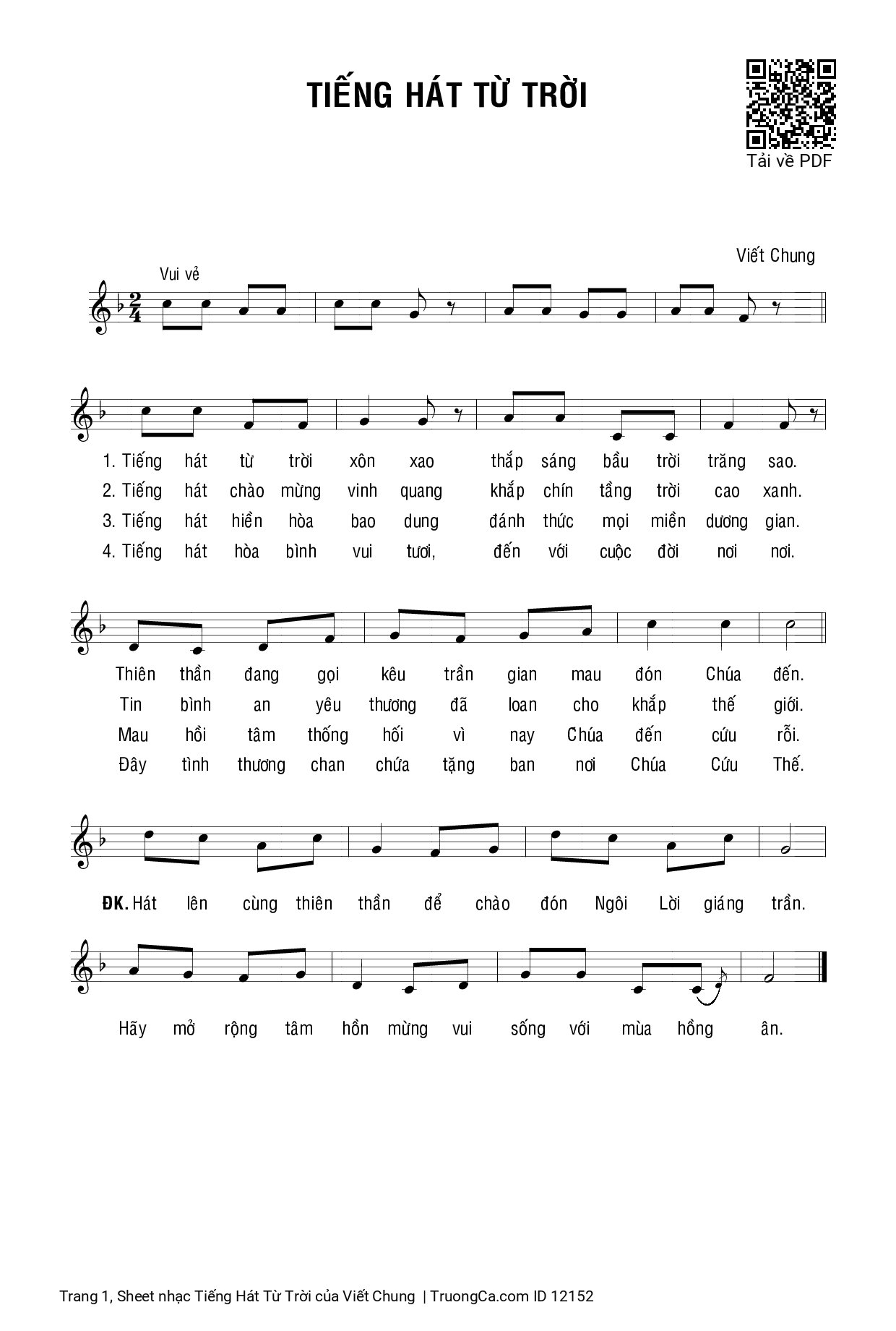 Sheet PDF of Tiếng Hát Từ Trời