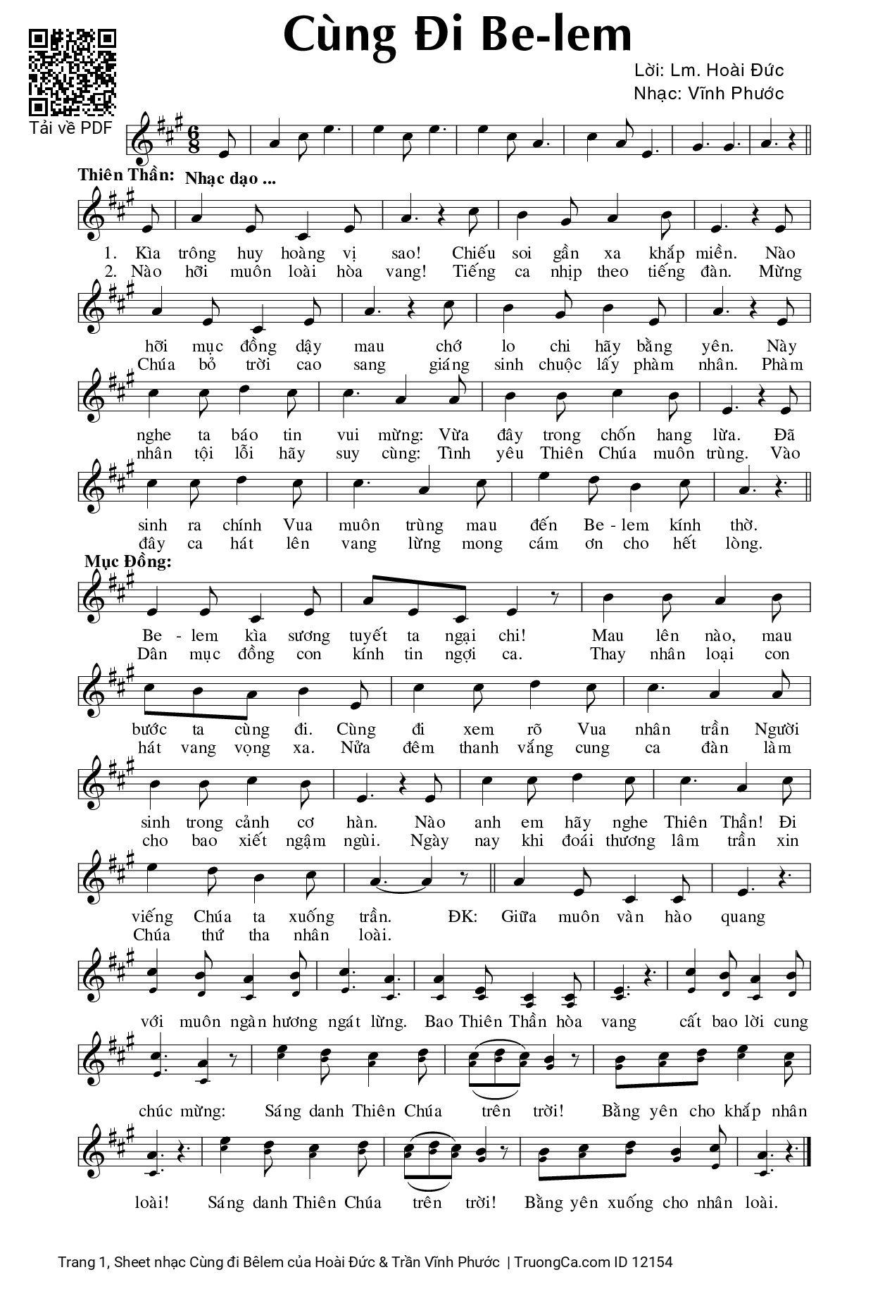 Sheet PDF of Cùng đi Bêlem