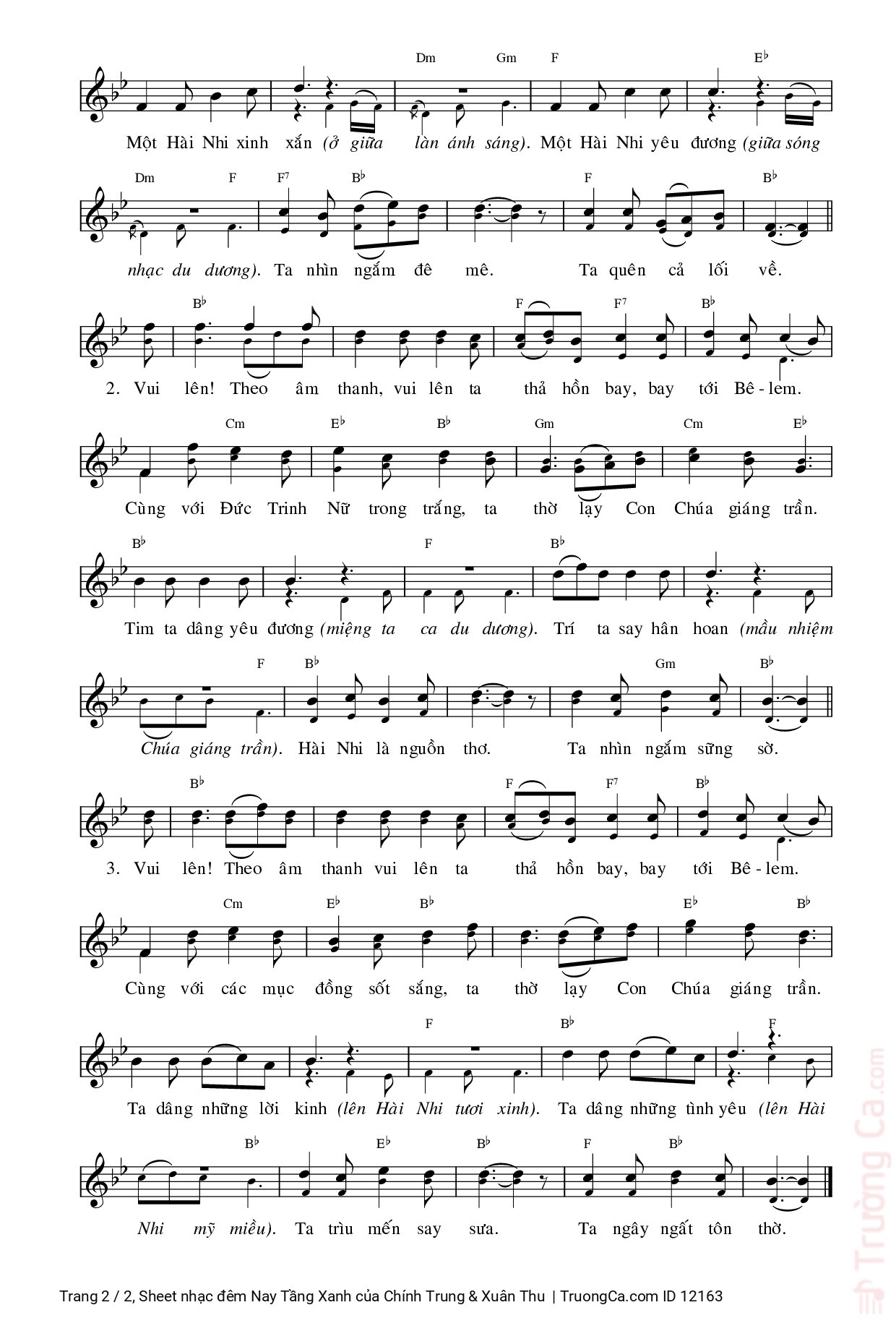 Page 2 of Sheet music PDF đêm Nay Tầng Xanh - Chính Trung & Xuân Thu