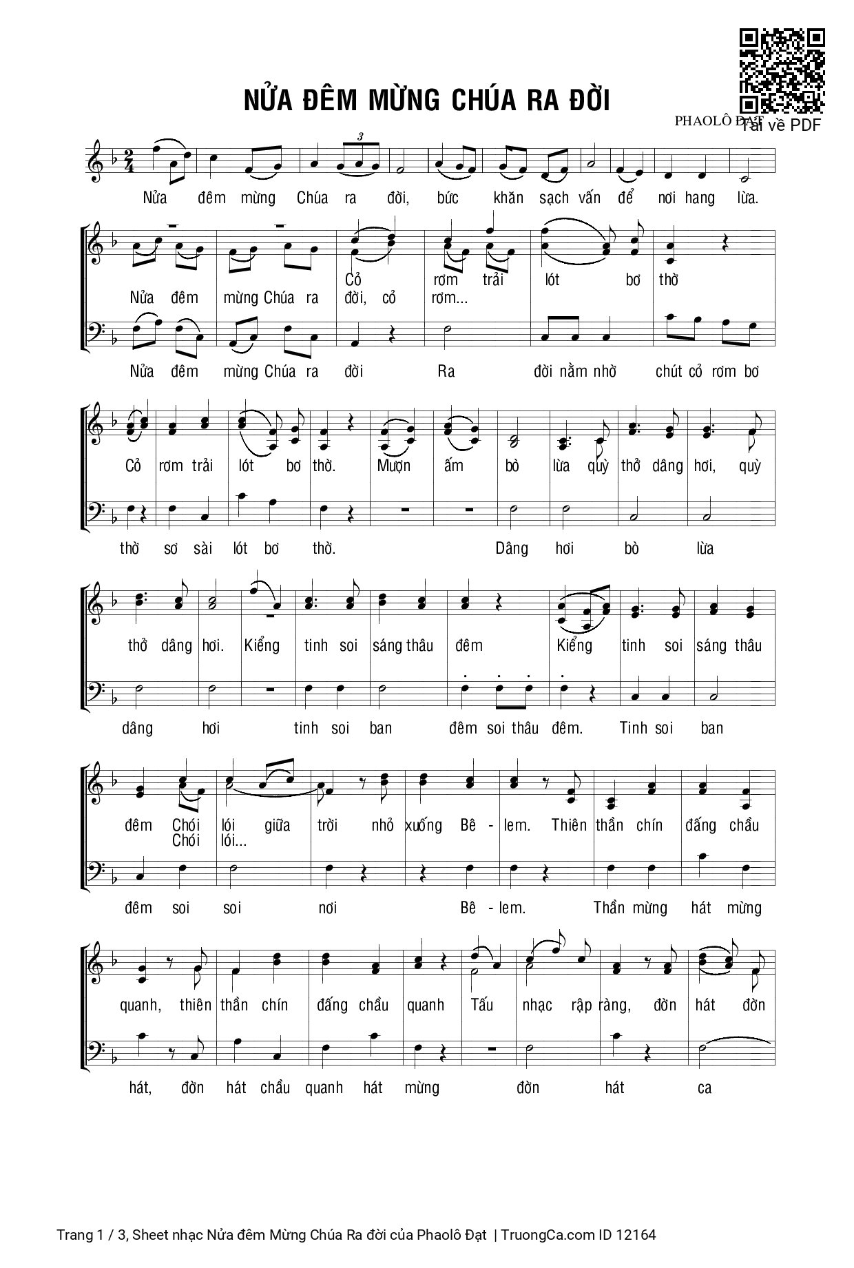 Sheet PDF of Nửa đêm Mừng Chúa Ra đời