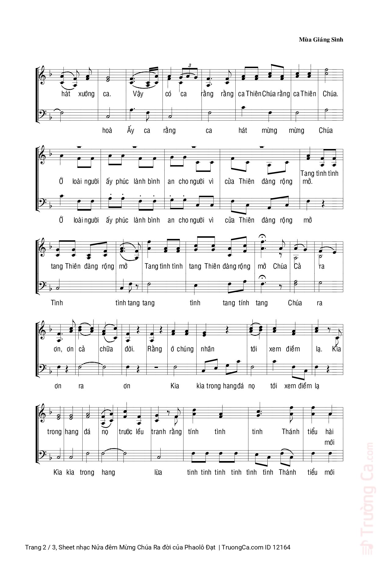 Page 2 of Sheet music PDF Nửa đêm Mừng Chúa Ra đời - Phaolô Đạt