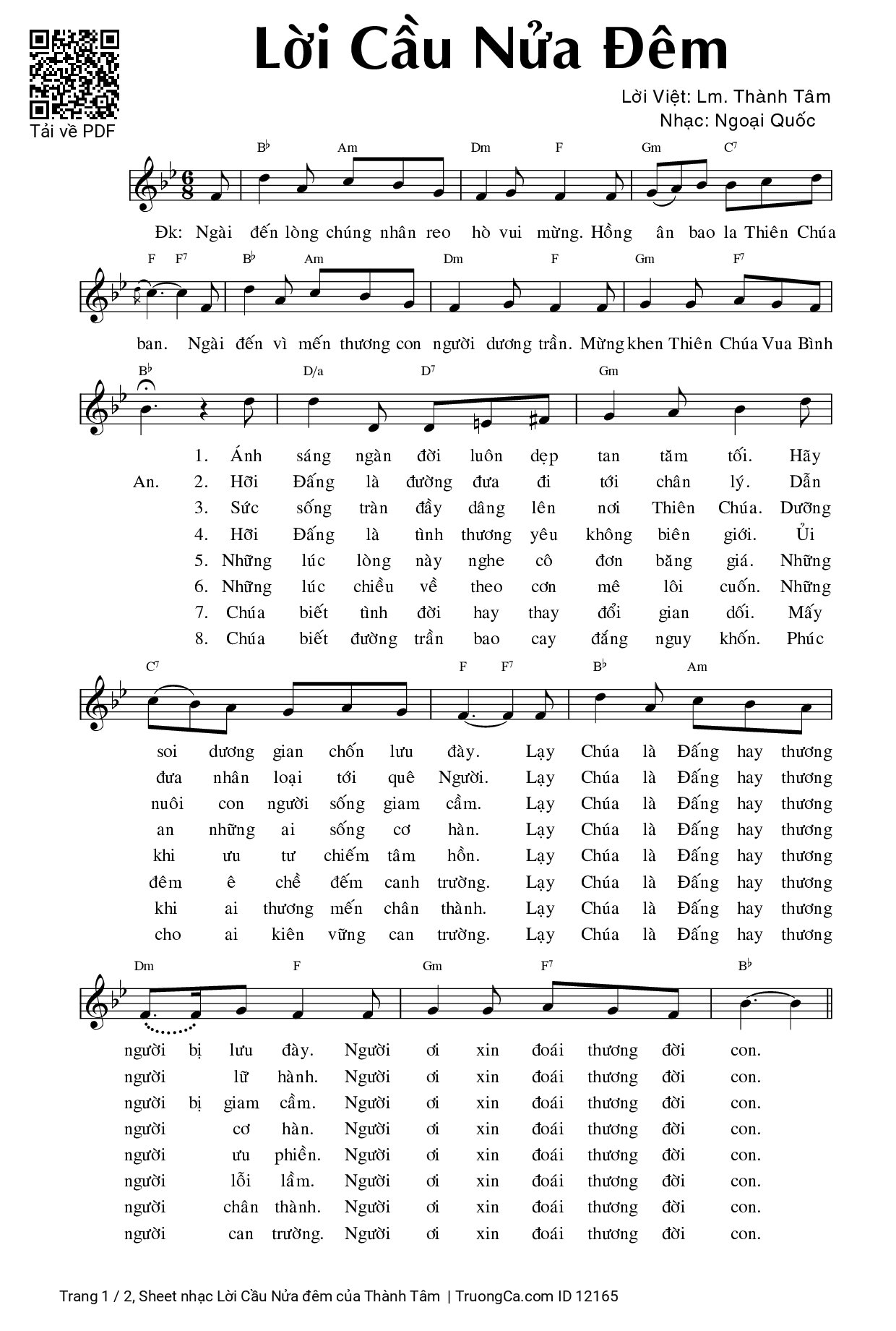 Sheet PDF of Lời Cầu Nửa đêm