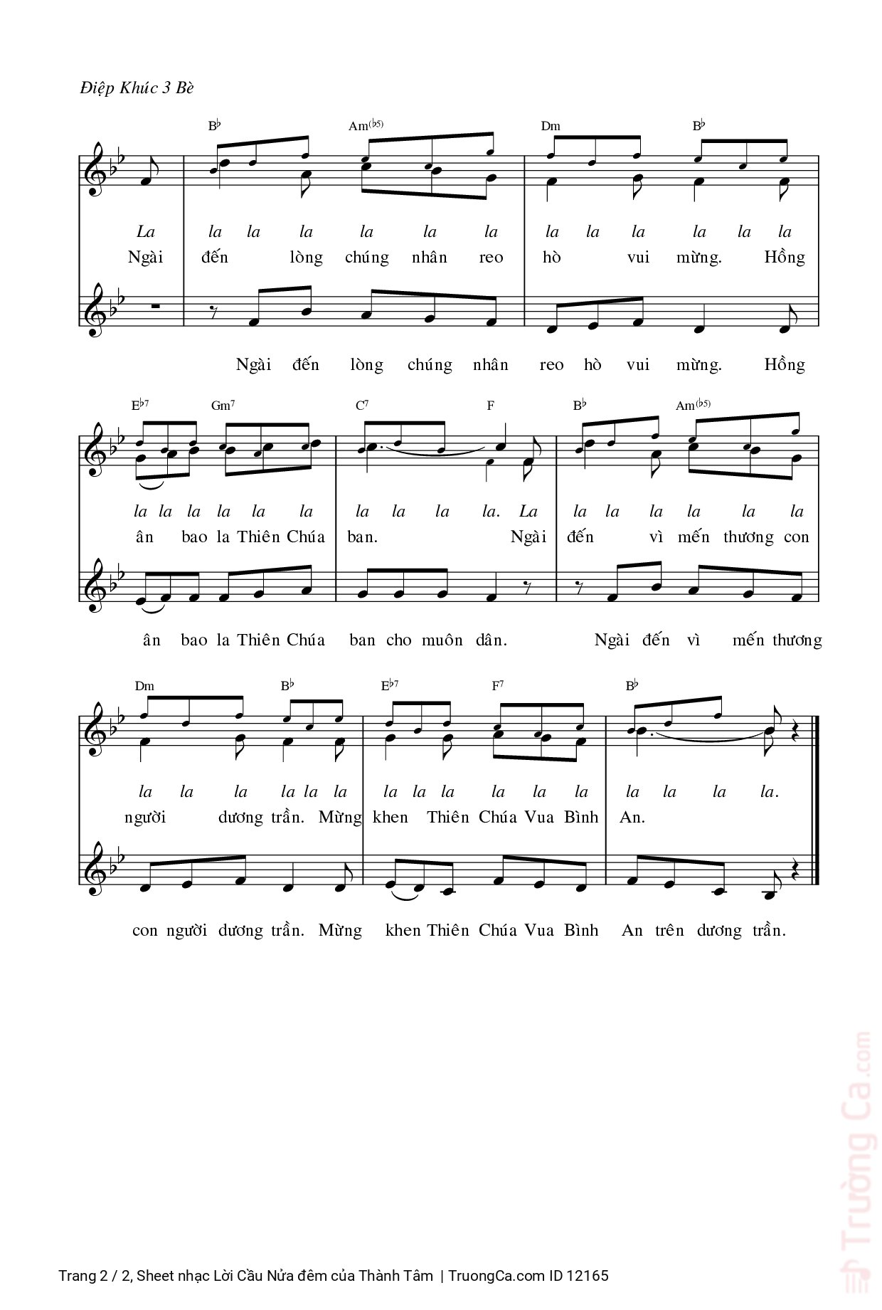 Page 2 of Sheet music PDF Lời Cầu Nửa đêm - Thành Tâm