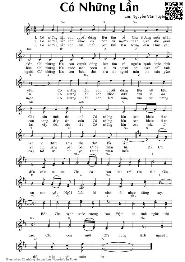 Page 1 of Sheet music PDF Có những lần - Lm. Nguyễn Văn Tuyên