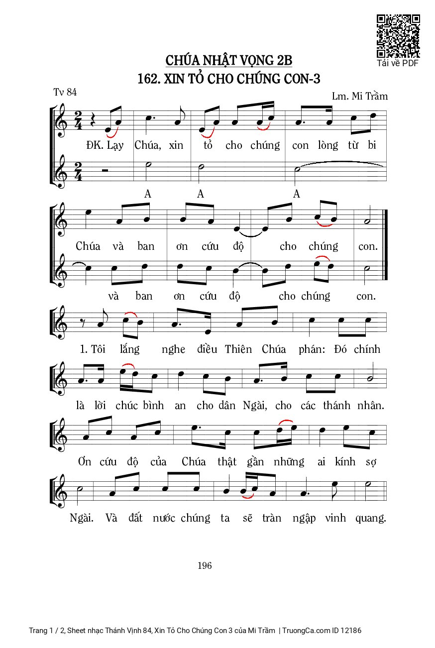Sheet PDF of Thánh Vịnh 84, Xin Tỏ Cho Chúng Con 3