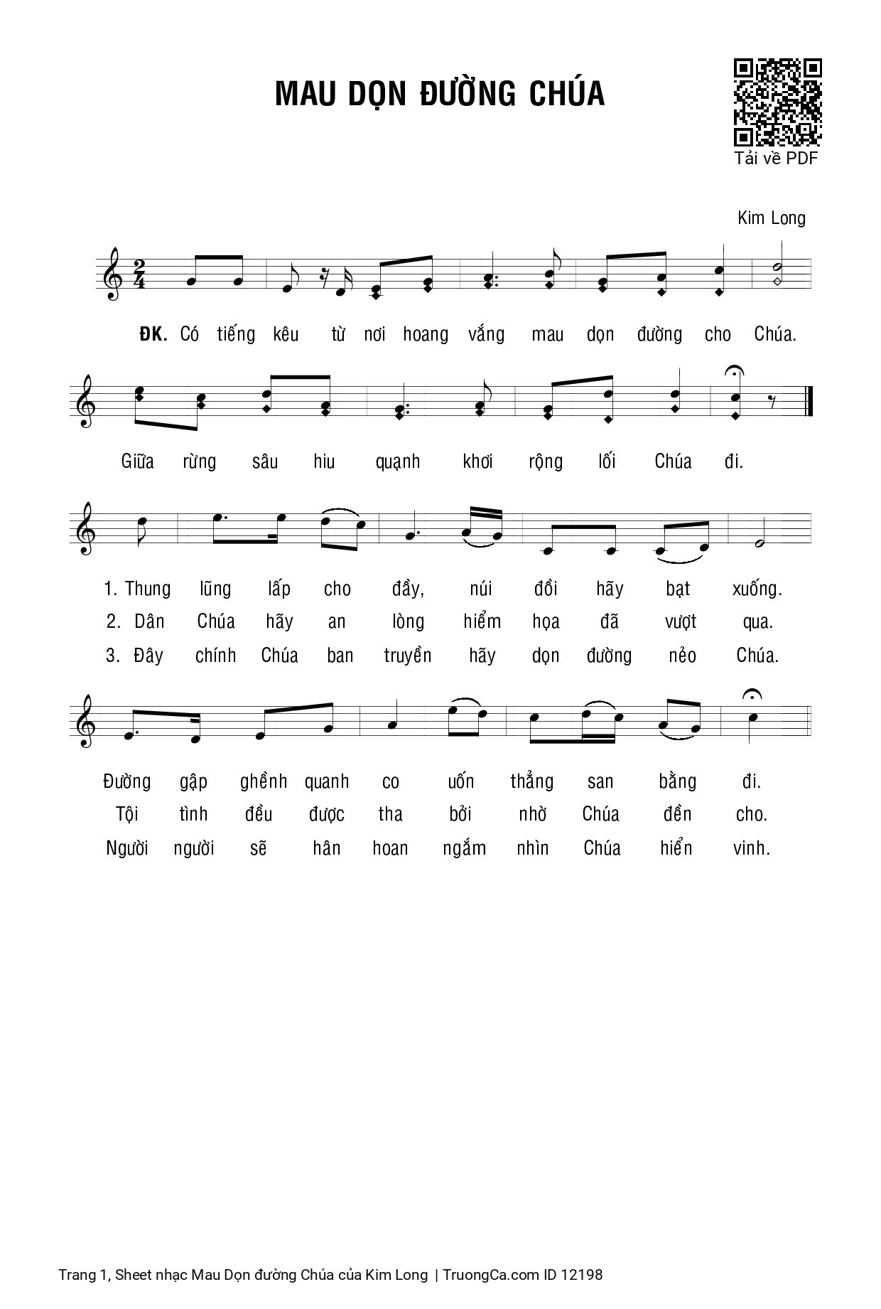 Có tiếng kêu từ nơi hoang vắng mau dọn đường cho Chúa, Trang 2