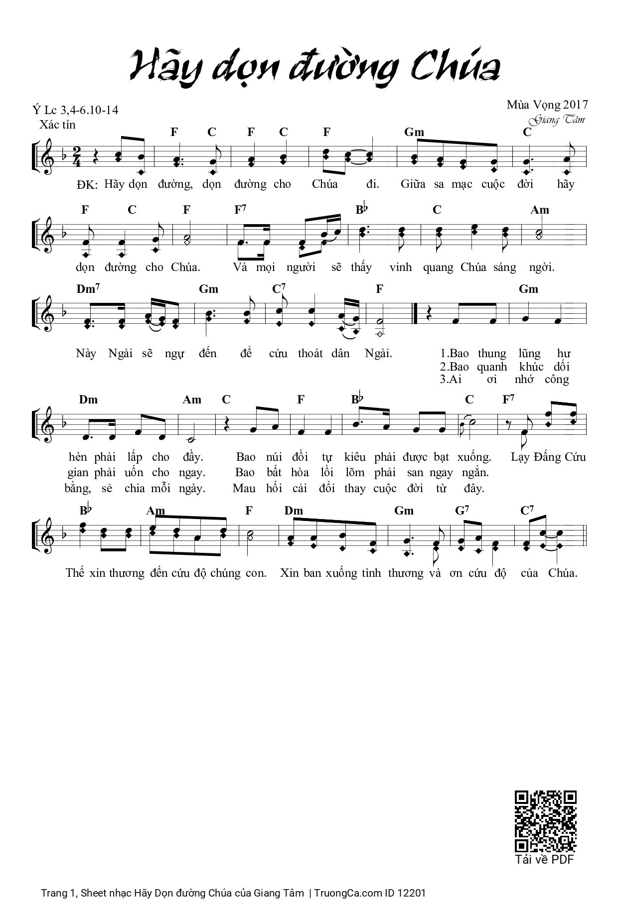 Sheet PDF of Hãy Dọn đường Chúa