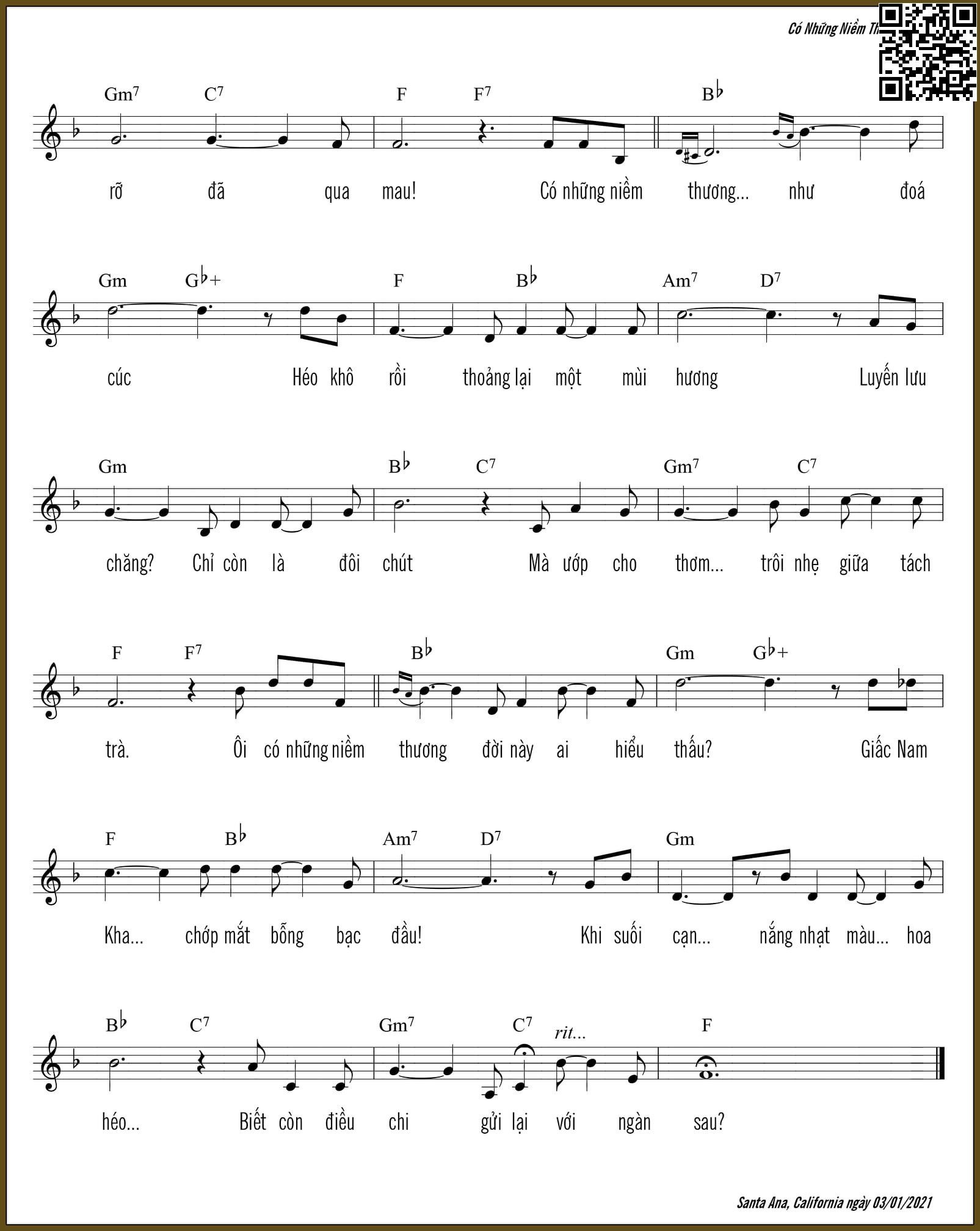 Page 2 of Sheet music PDF Có những niềm thương - Trần Duy Đức